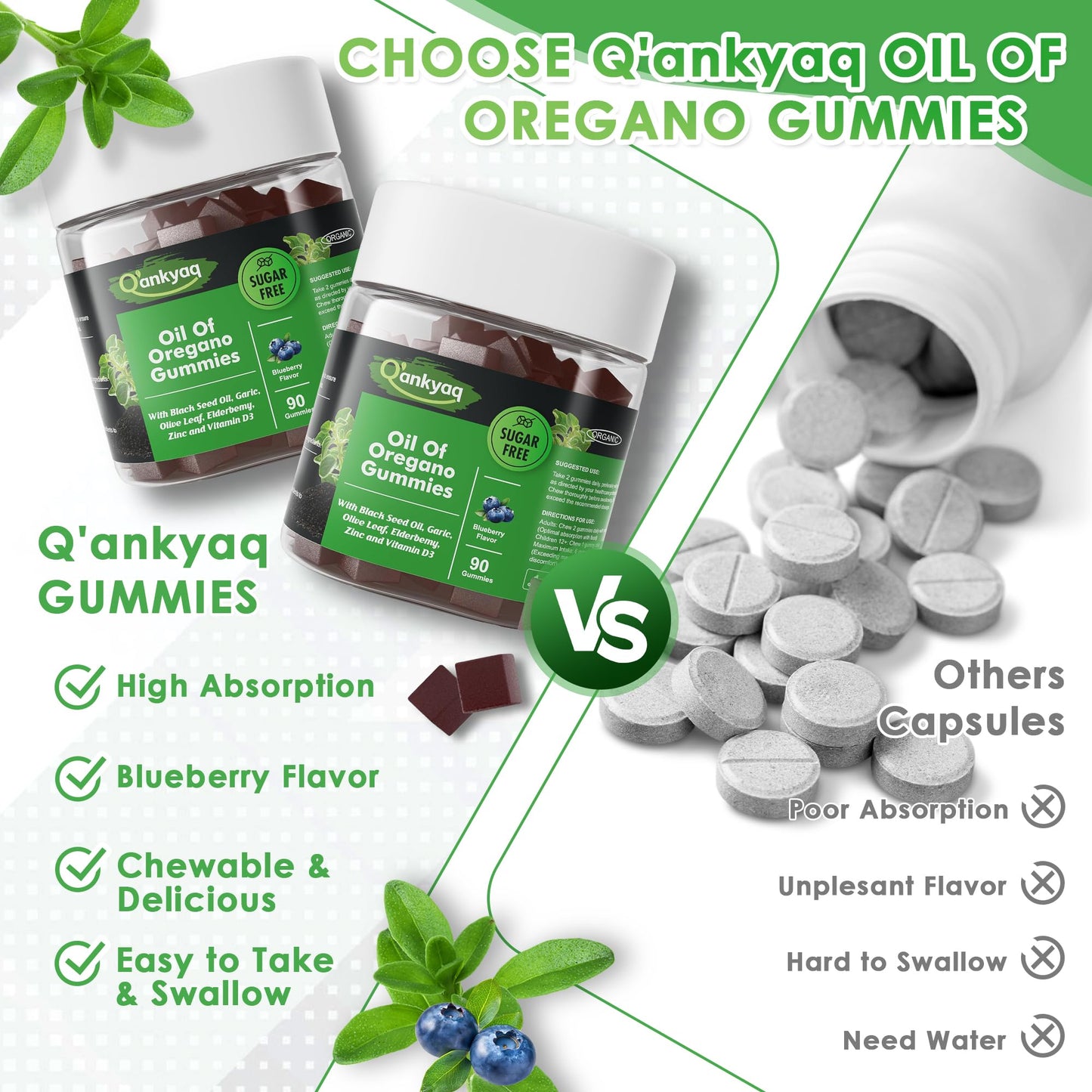 Q'ankyaq Oregano Oil with Black Seed Oil Organic Gummies 90 Count