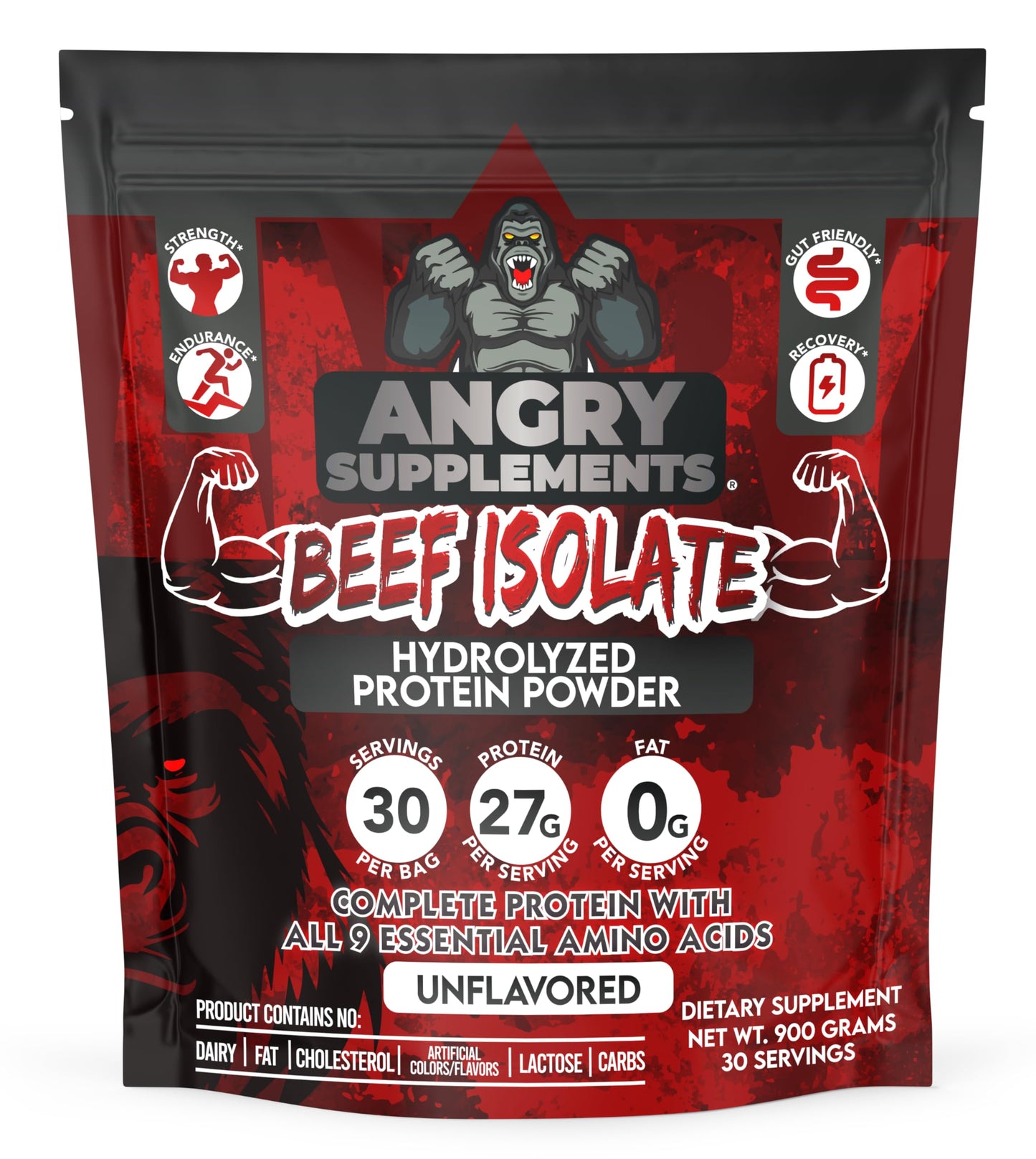Angry Supplements Beef Protein Isolate Powder, 30 Servings