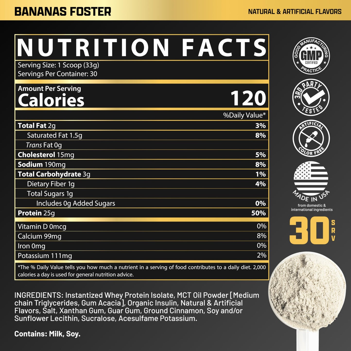 Nutrex Research IsoFit Whey Protein Powder Instantized 100% Whey Protein Isolate Bananas Foster 30 Servings