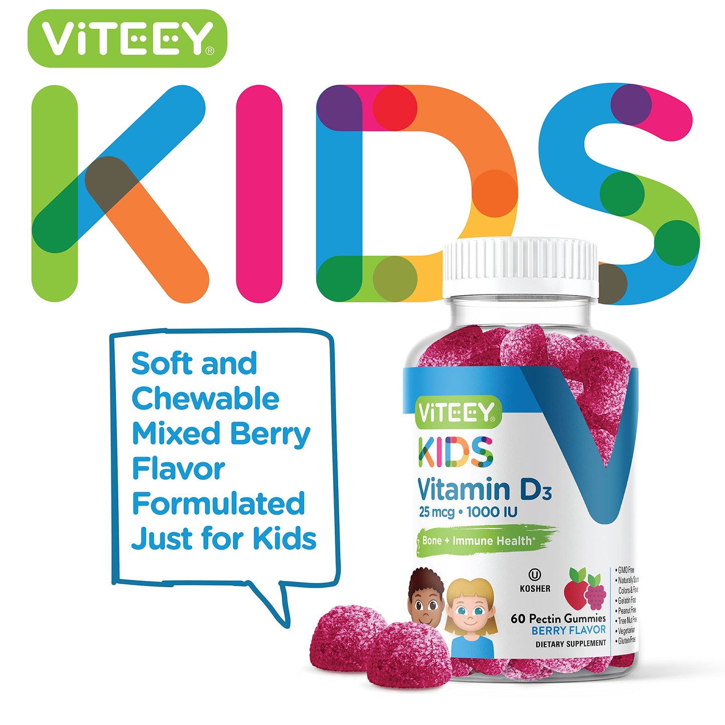 Viteey Vitamin D3 Kids Gummies 60 Count