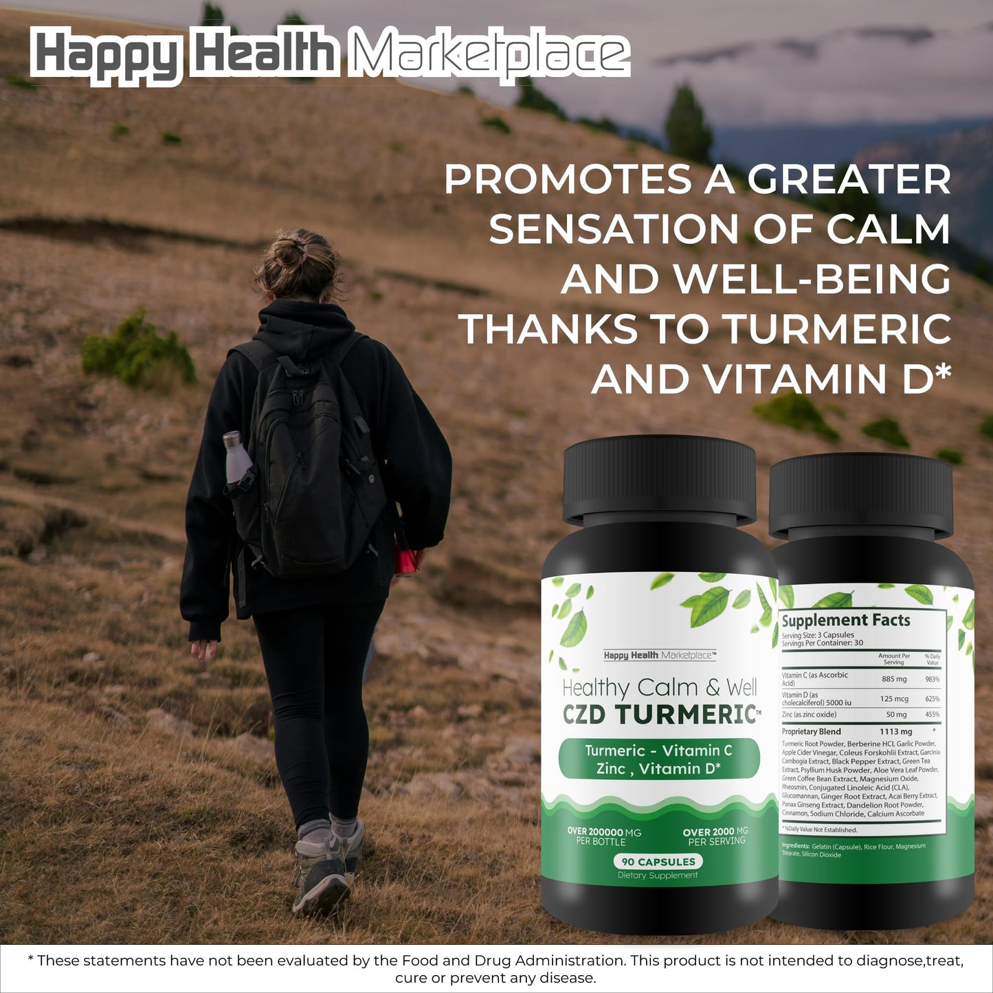 Happy Health Marketplace Healthy Calm & Well CDZ Capsules 90 Count