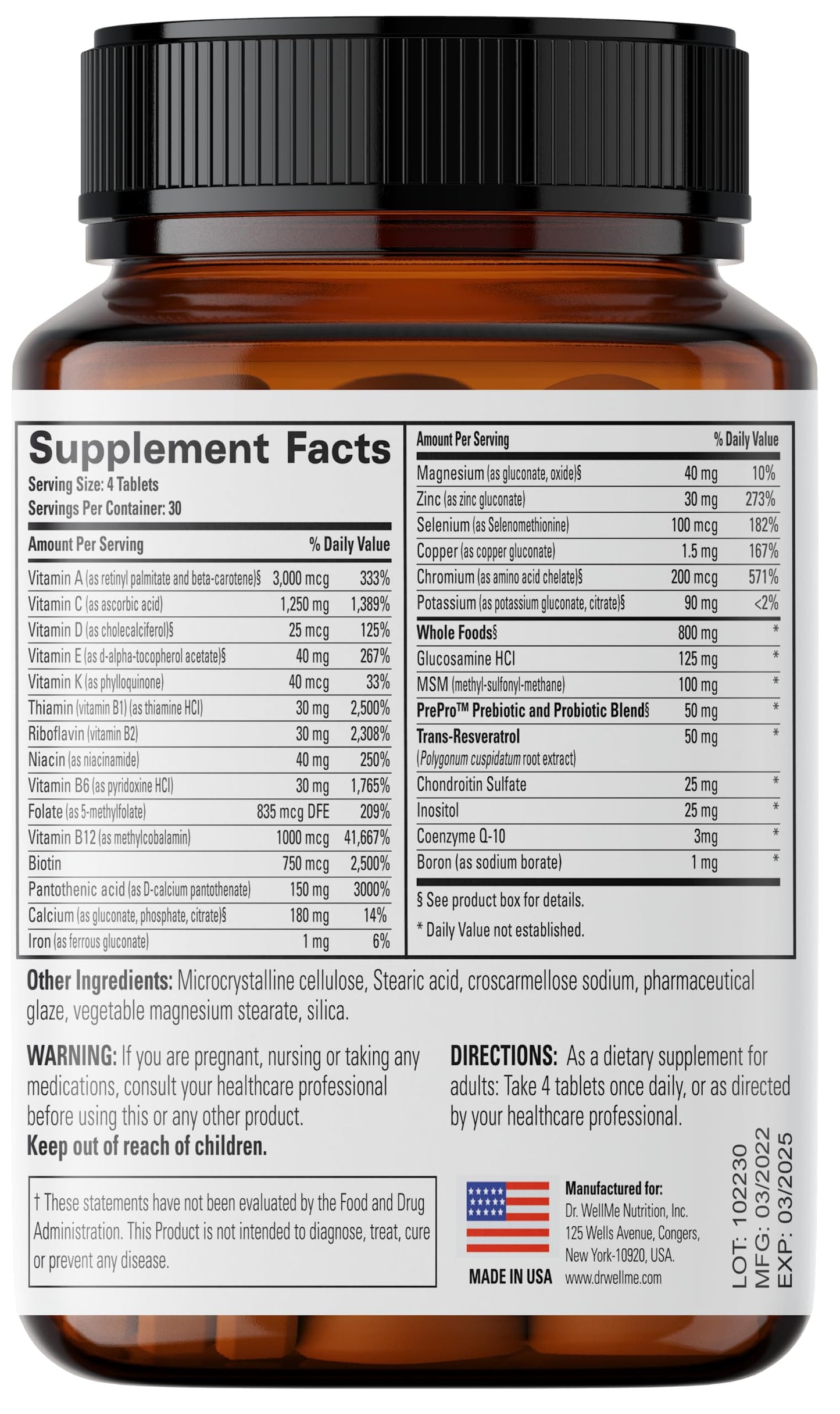DR WELLME NUTRITION MultiWell Multivitamins for Adults 120 Tablets