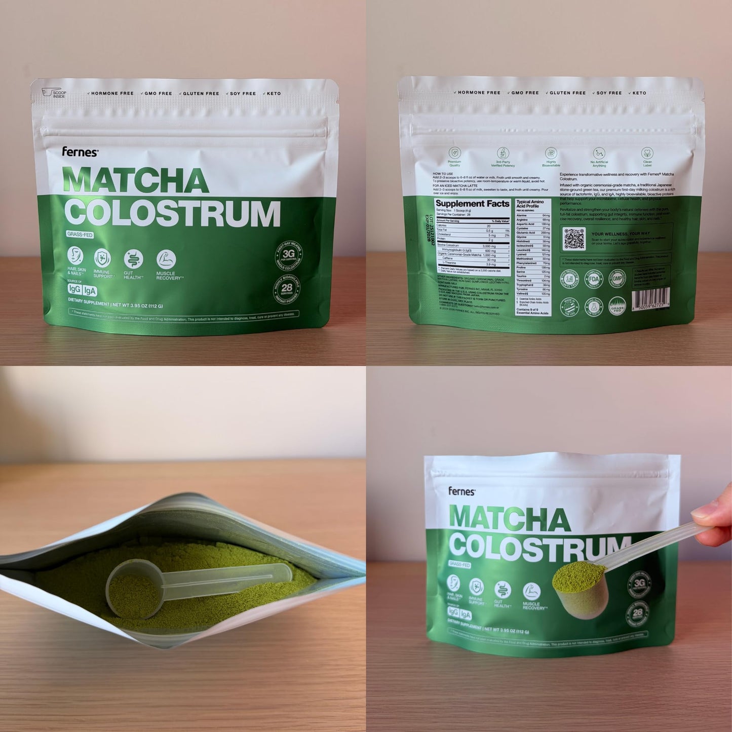 Fernes Matcha Colostrum Powder for Women & Men, 3.95 oz