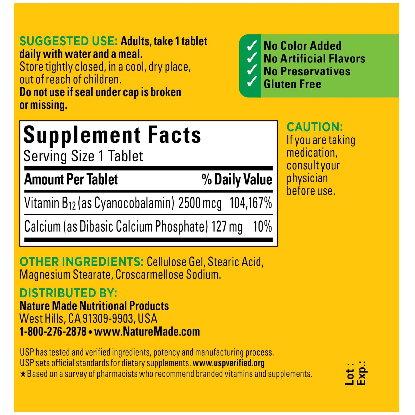 Nature Made Extra Strength Vitamin B12 2500 mcg Tablets, 60 Count