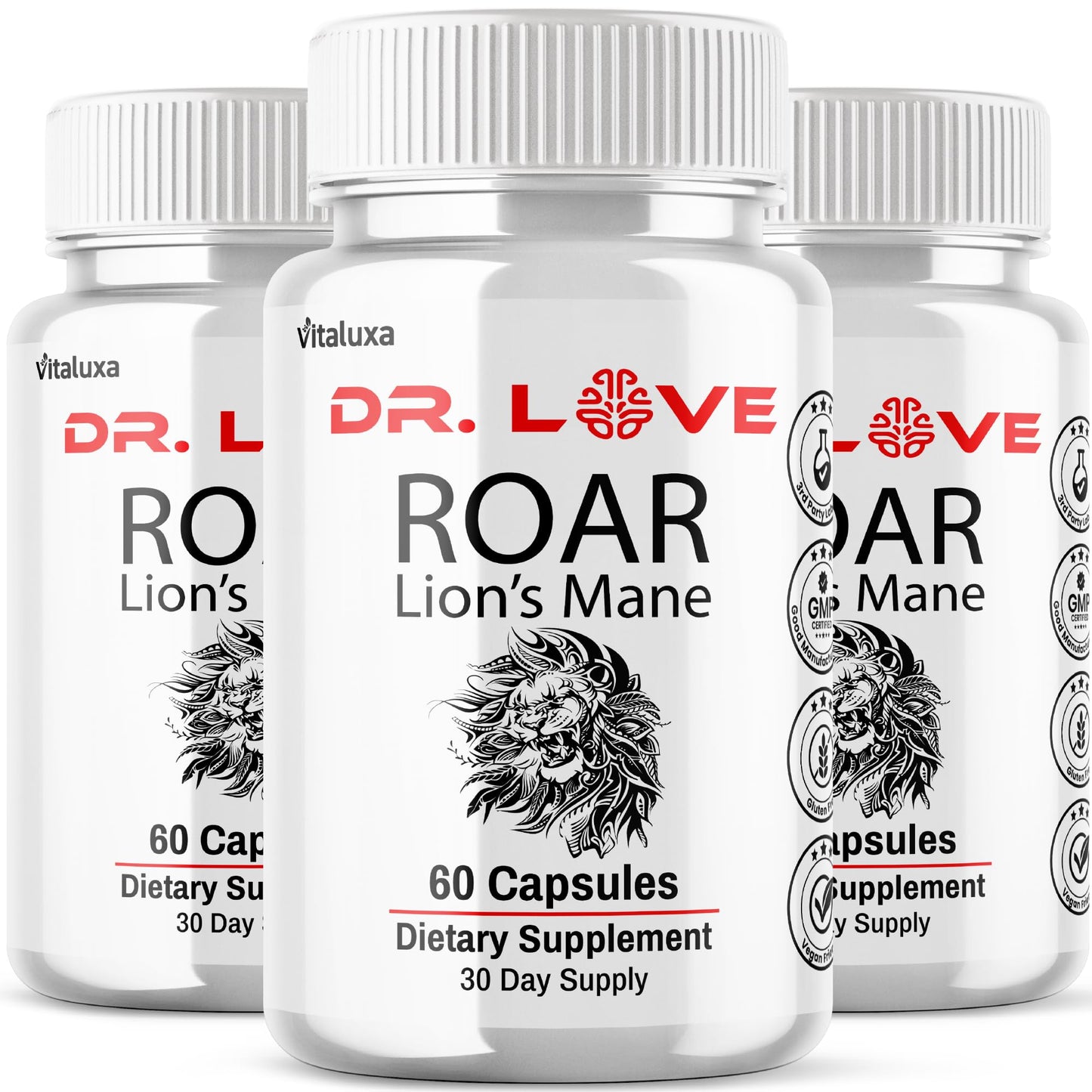 Vitaluxa Dr. Love Roar Lions Mane Supplement Capsules 180 Capsules