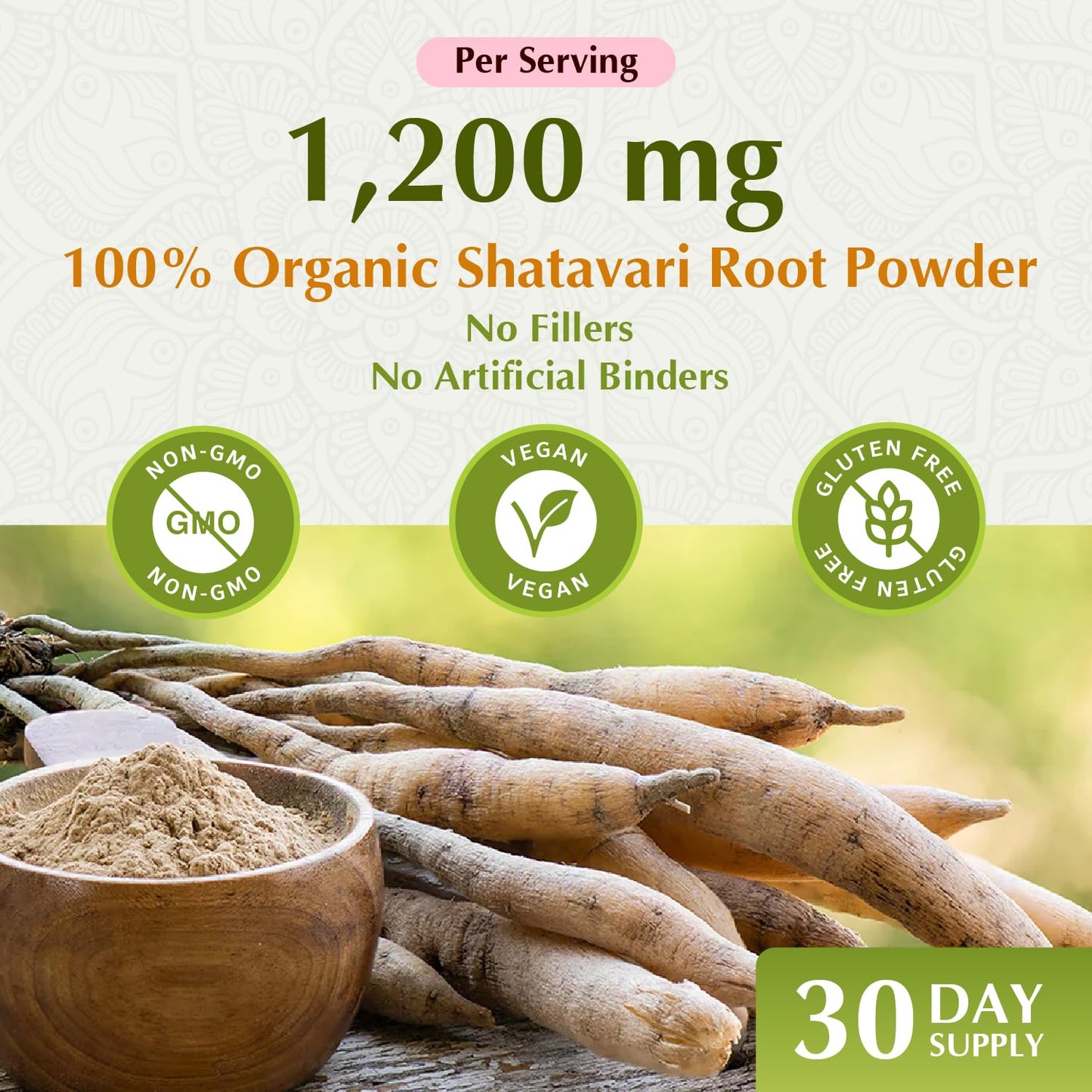 Jiva Botanicals Shatavari Capsules 1200mg Organic – 60 Count