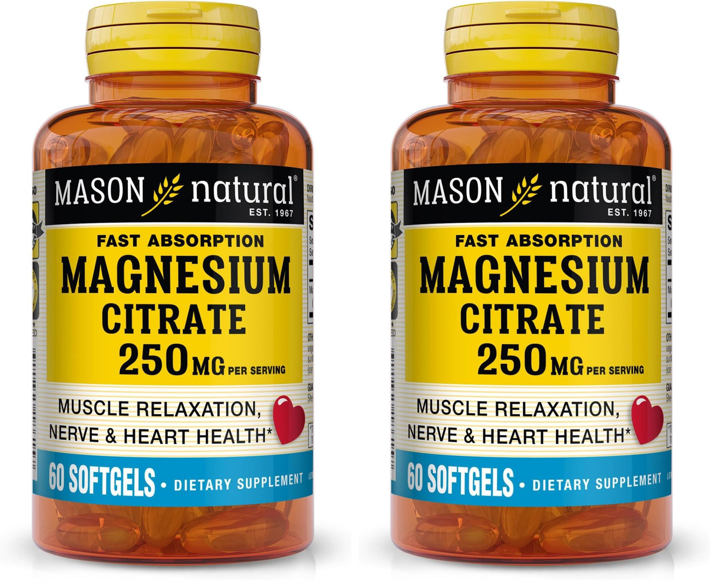 Mason Natural Magnesium Citrate 250 mg Softgels 120