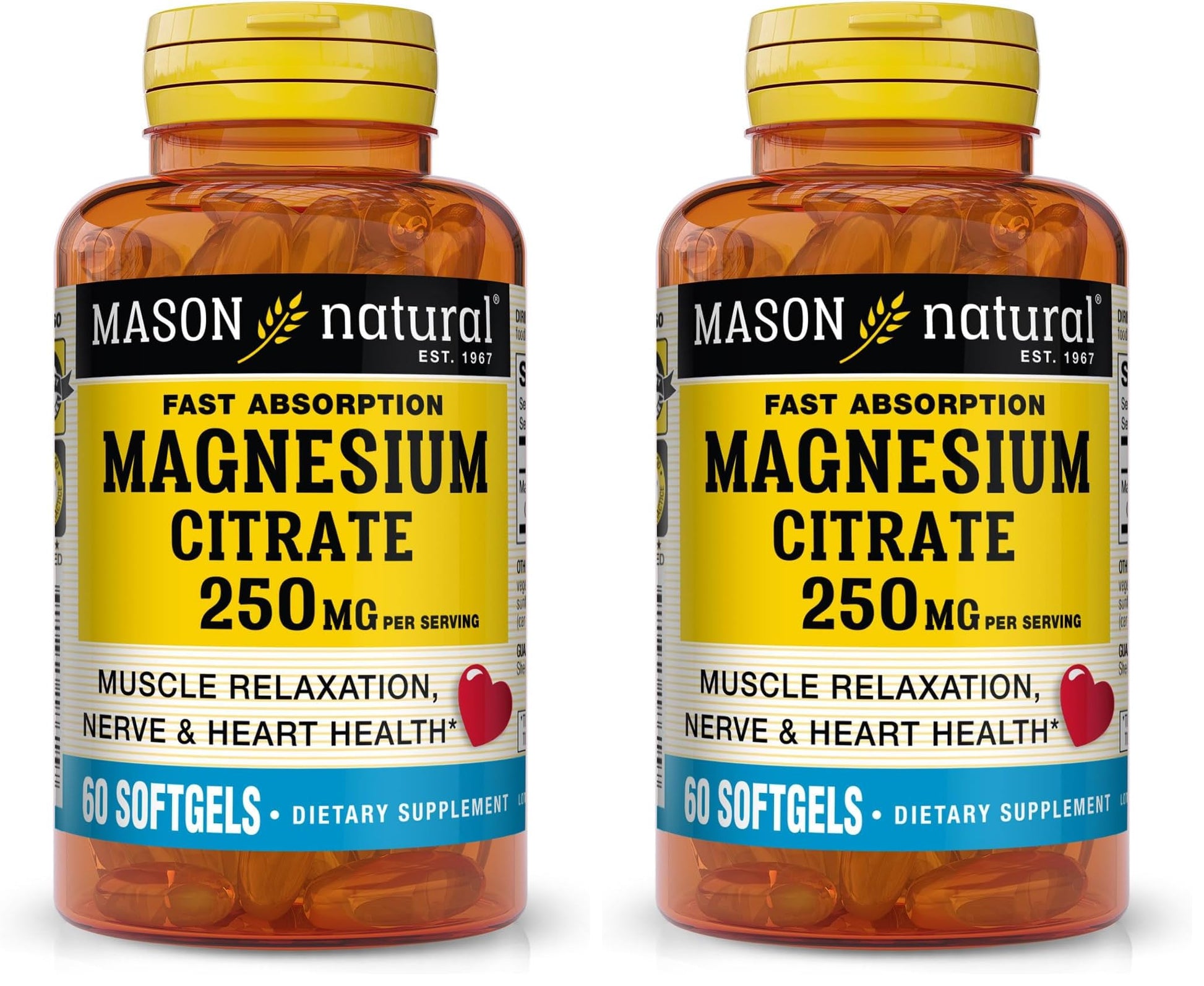 Mason Natural Magnesium Citrate 250 mg Softgels 120