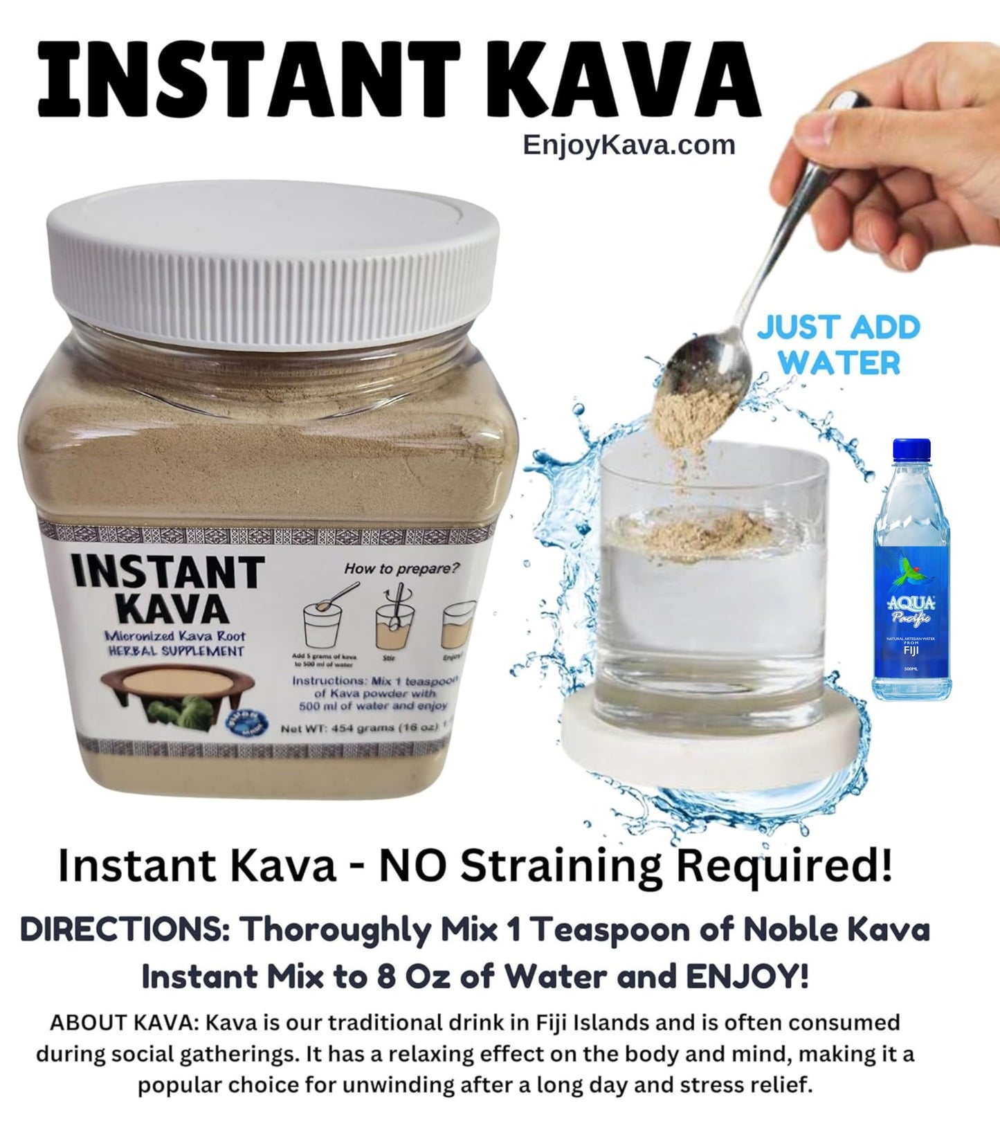Enjoy Kava KAVA On The Go Instant Kava Powder, 16 oz
