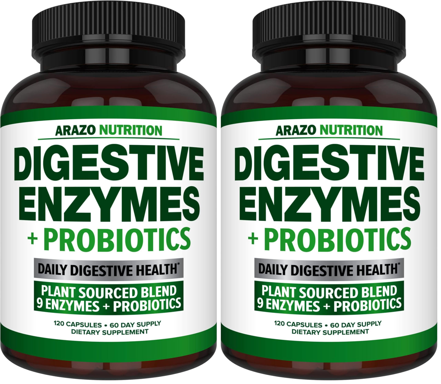 Arazo Nutrition Digestive Enzymes with Probiotics - Multi Enzyme Nutritional Supplement - Acidophilus Bromelain Papaya Papain Lipase & Lactase Capsules - 240 Capsules