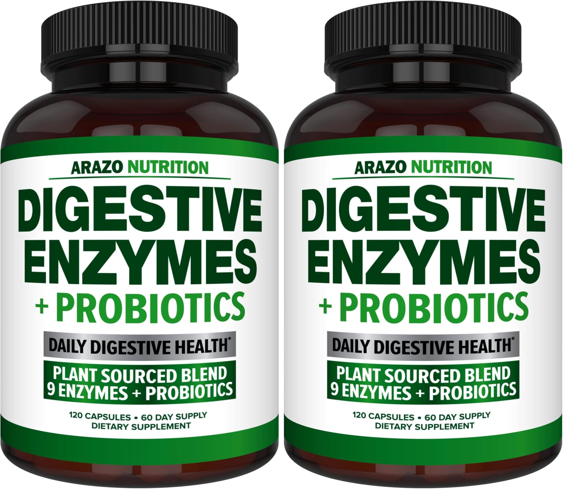 Arazo Nutrition Digestive Enzymes with Probiotics - Multi Enzyme Nutritional Supplement - Acidophilus Bromelain Papaya Papain Lipase & Lactase Capsules - 240 Capsules