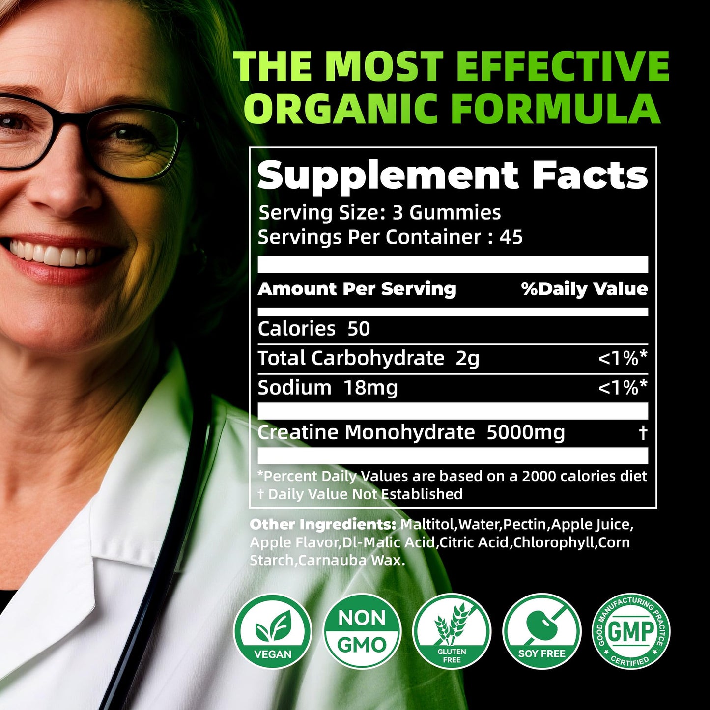 Allcoovita Creatine Monohydrate Gummies, 135 Gummies