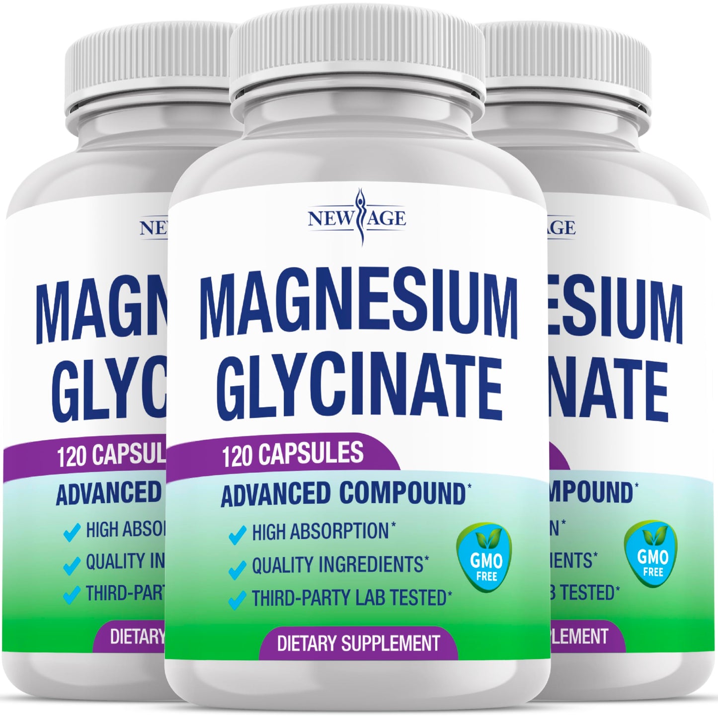 NEW AGE Magnesium Glycinate 500mg Capsules, 360 Count