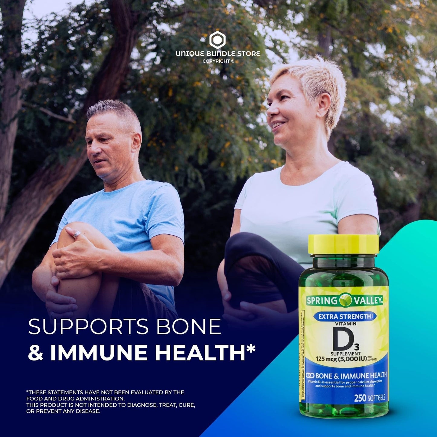 Unique Bundle Store Vitamin D3 Extra Strength 5000 IU (125 mcg) Softgels, 250 Count