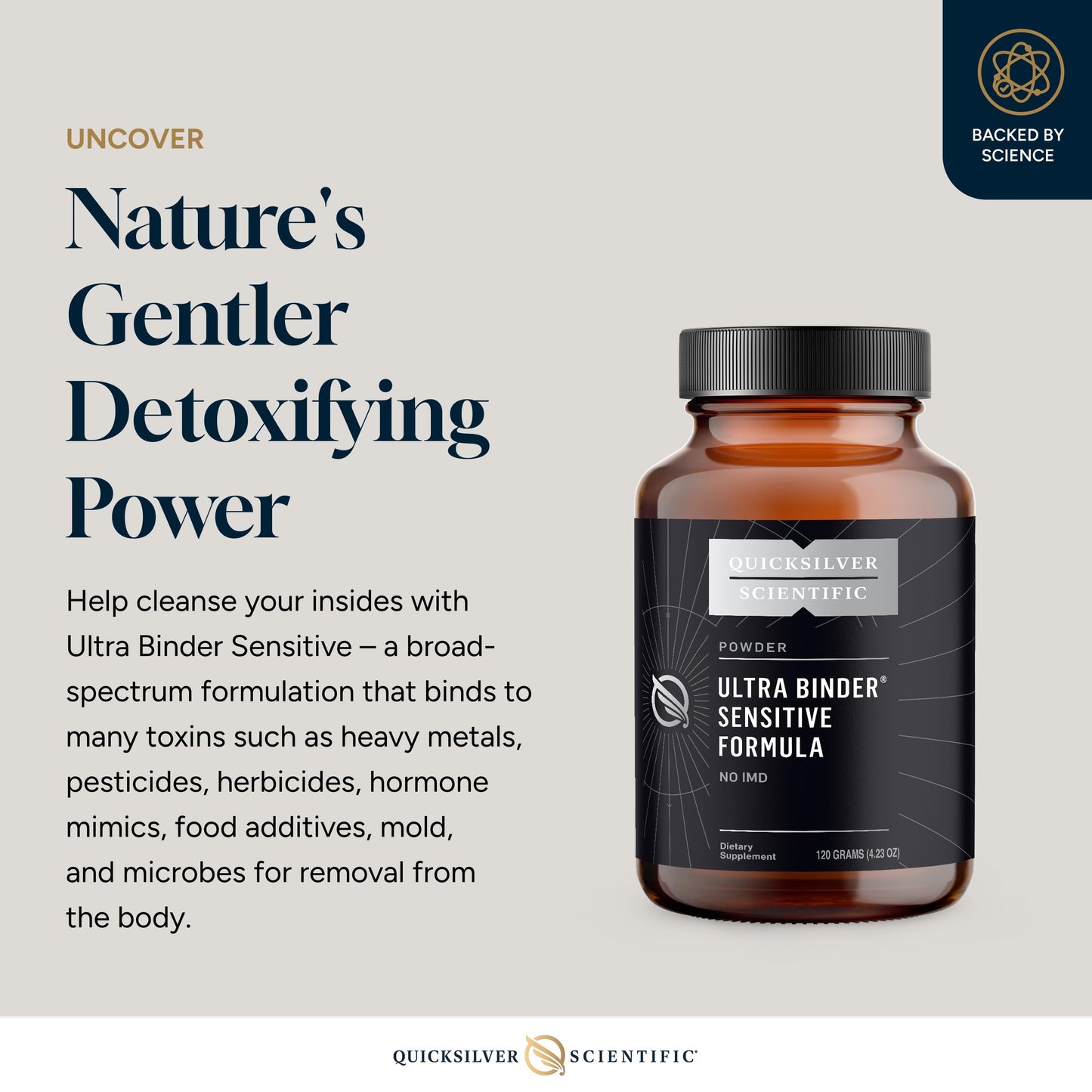 Quicksilver Scientific Ultra Binder Sensitive Formula Gut Health Supplement with Activated Charcoal, Bentonite Clay Cleansing Support Powder 4.23 Ounce