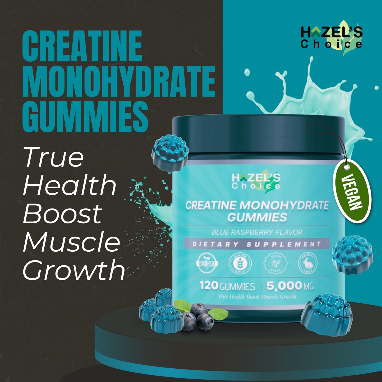 HAZEL'S Choice Creatine Monohydrate Gummies 120 Count