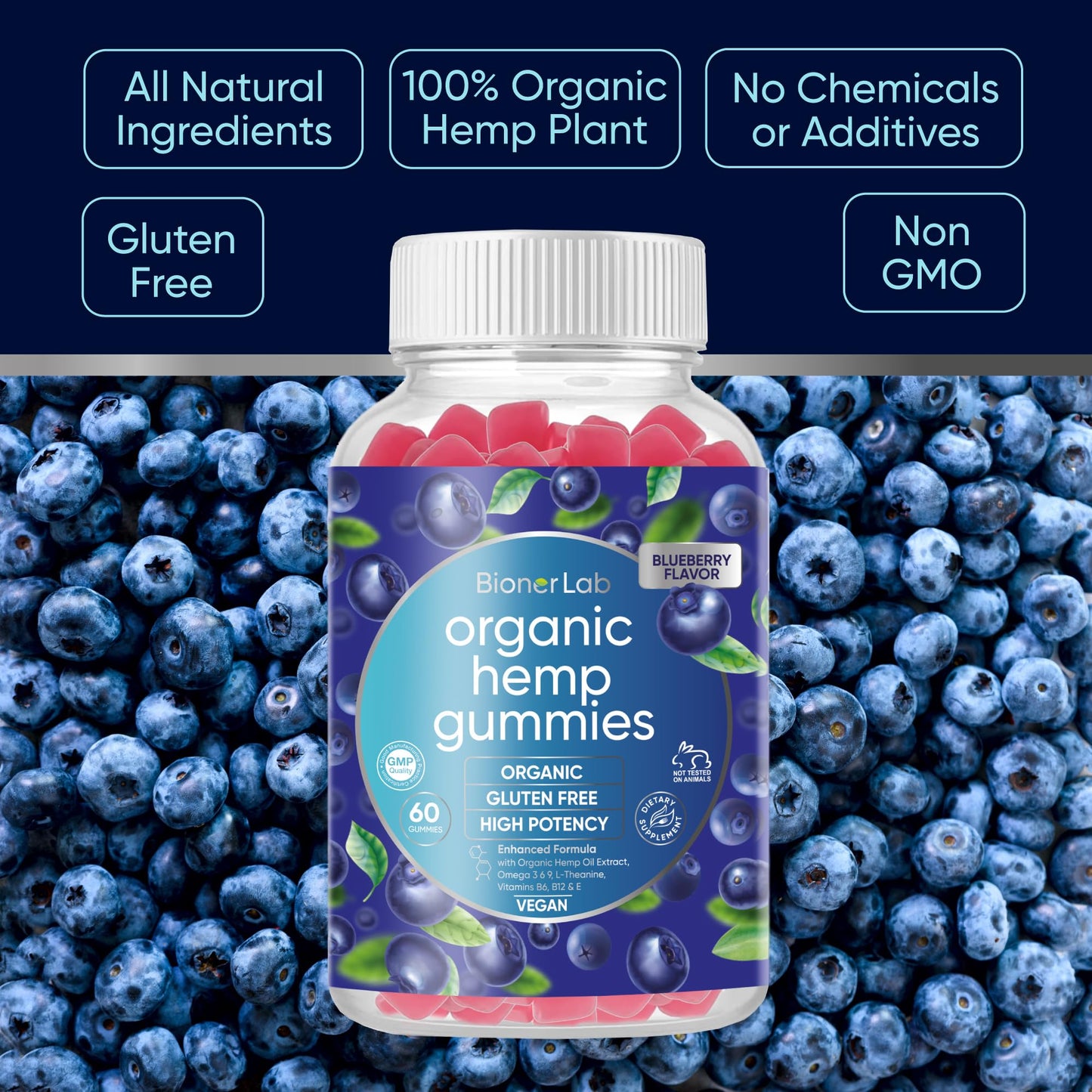 BionerLab Premium Organic Gummies 60 Count