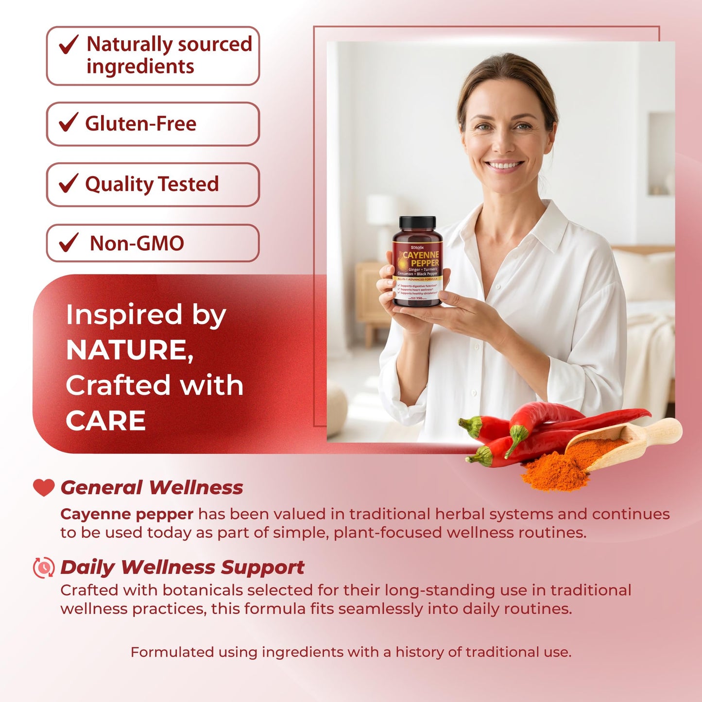 SOTALIX SUPPLEMENT Cayenne Pepper with Ginger Turmeric Cinnamon Black Pepper Digestion Support 150 Capsules
