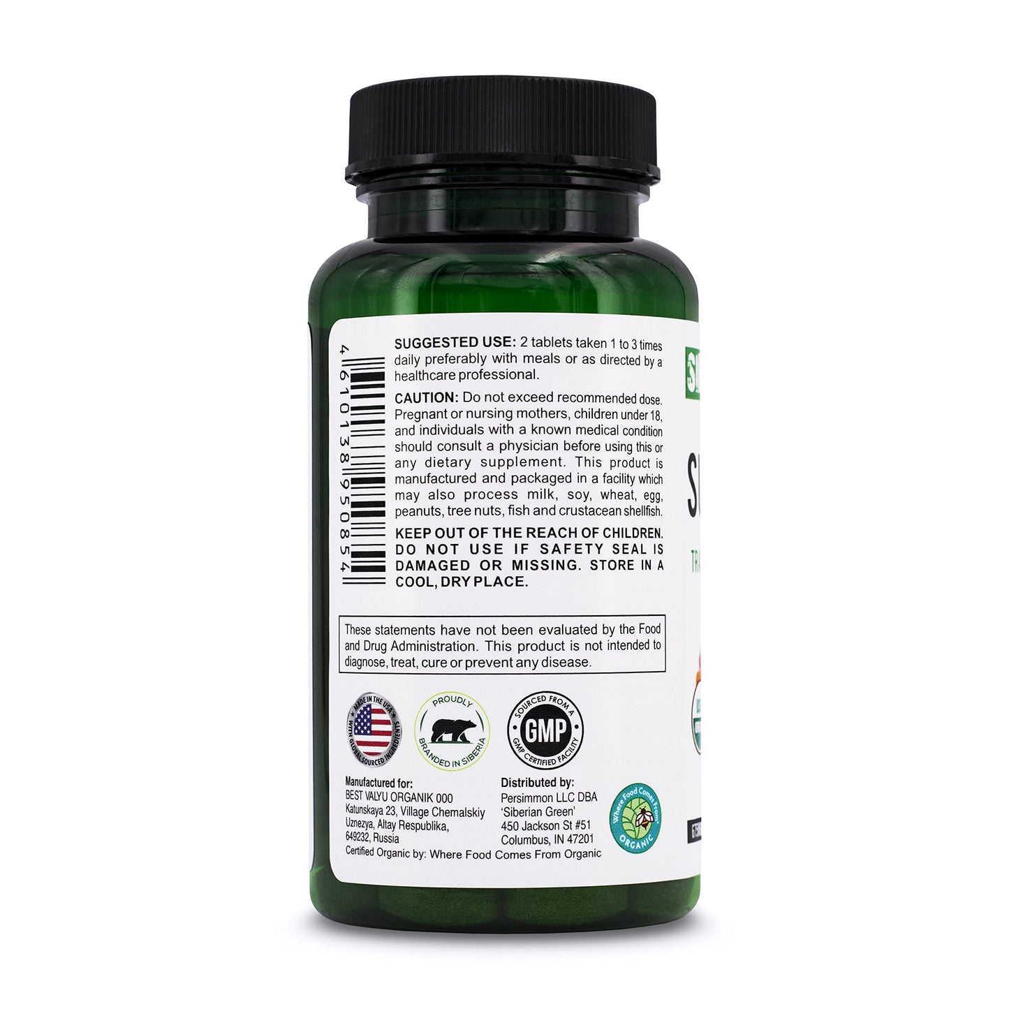 Siberian Green 28 Organic Superfoods Supplement Tablets, 60 Count