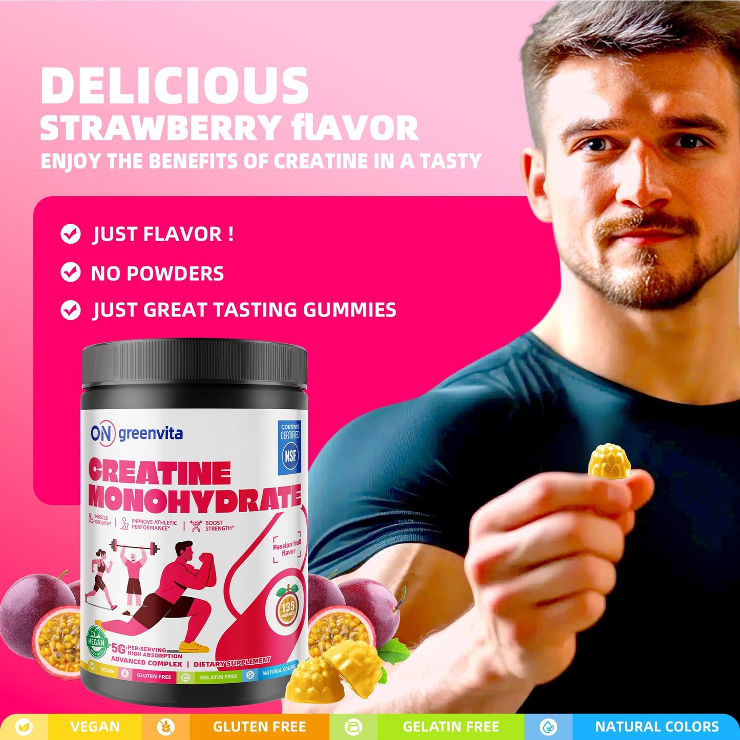 ON GREENVITA NUTRITION Creatine Monohydrate Gummies 135 Gummies