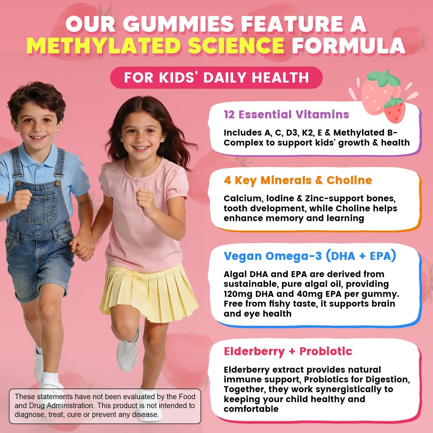 GORNVB Kids Methylated Multivitamin Gummies with Omega-3, Methylfolate & B12, 60 Count