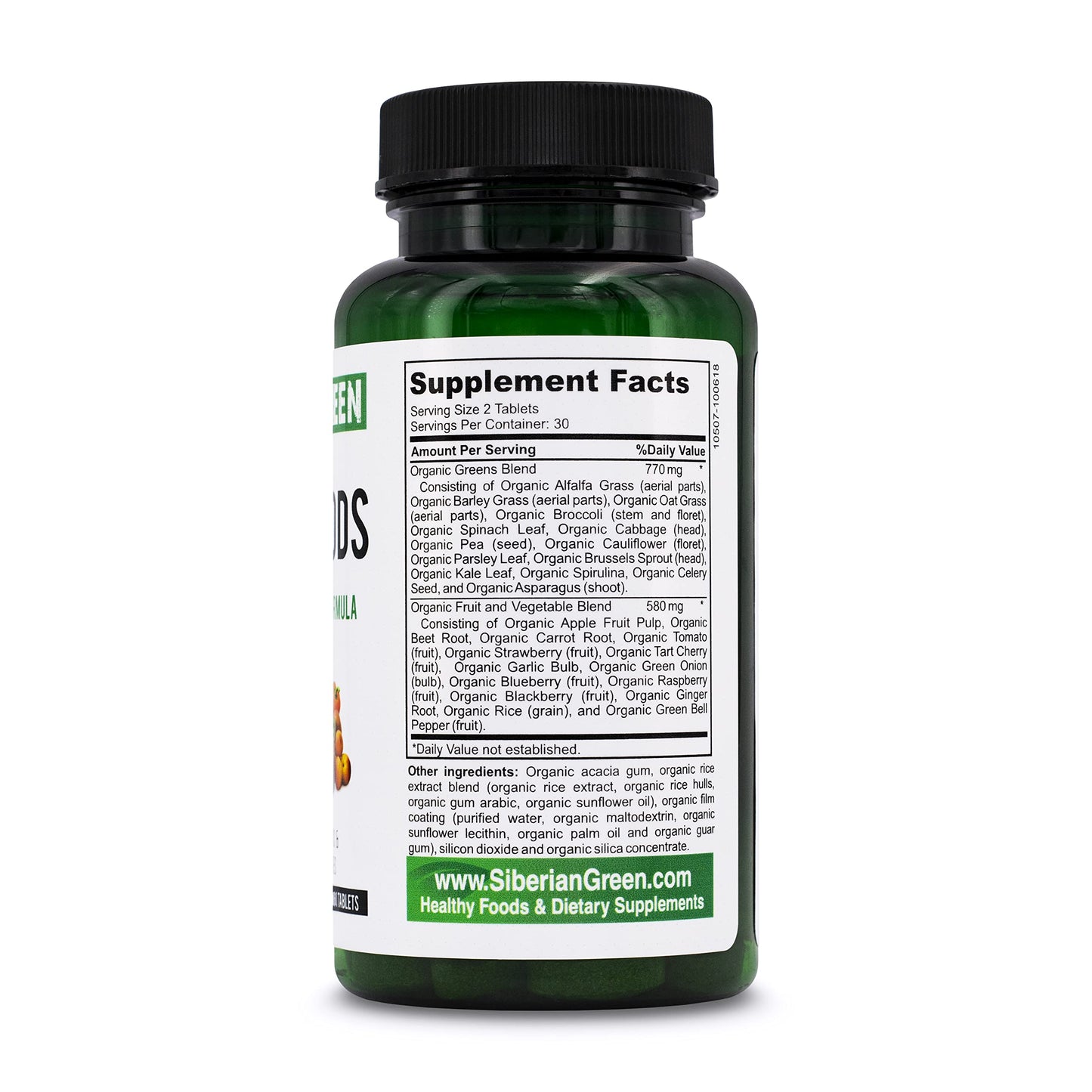 Siberian Green 28 Organic Superfoods Supplement Tablets, 60 Count