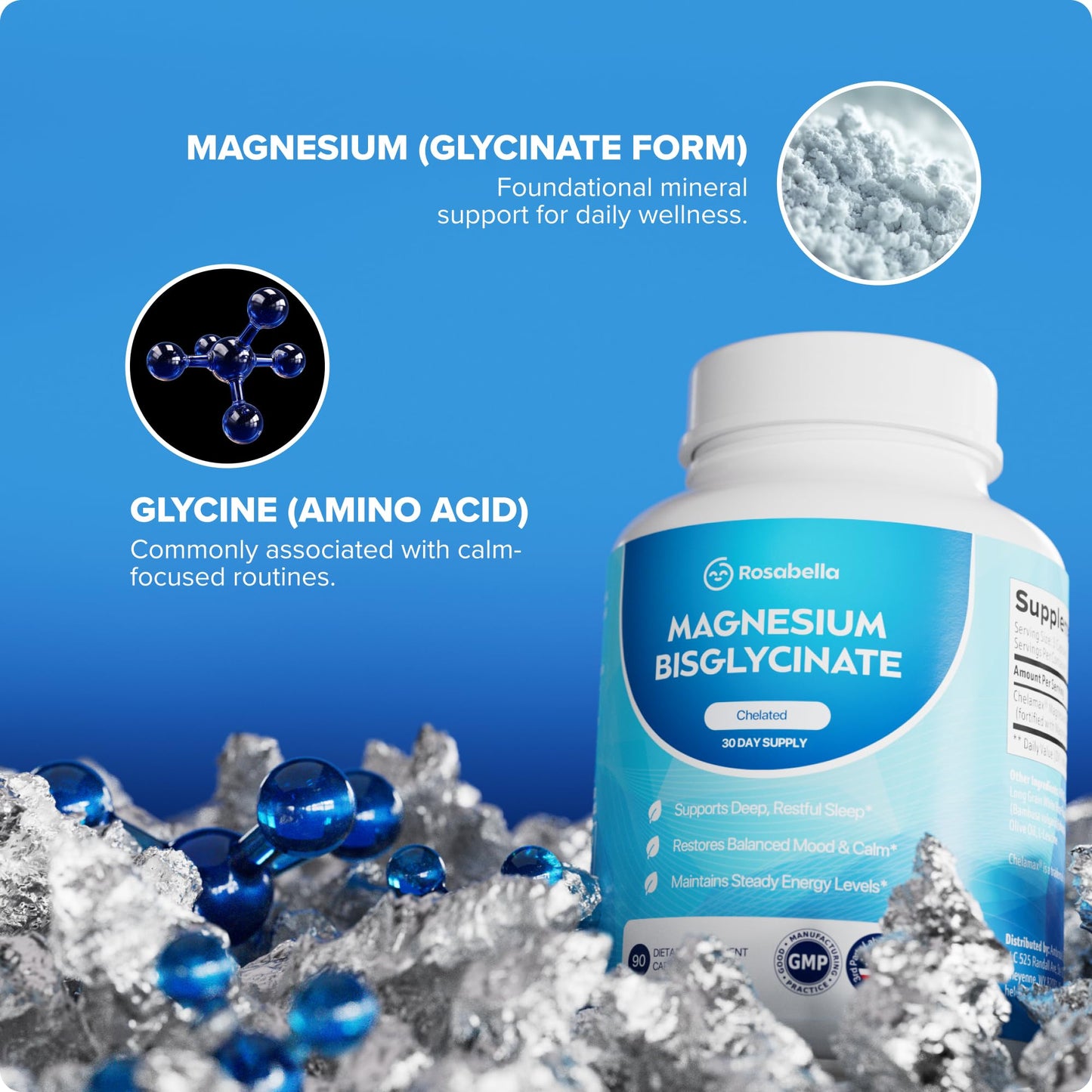Rosabella Magnesium Bisglycinate Capsules, 90 Capsules