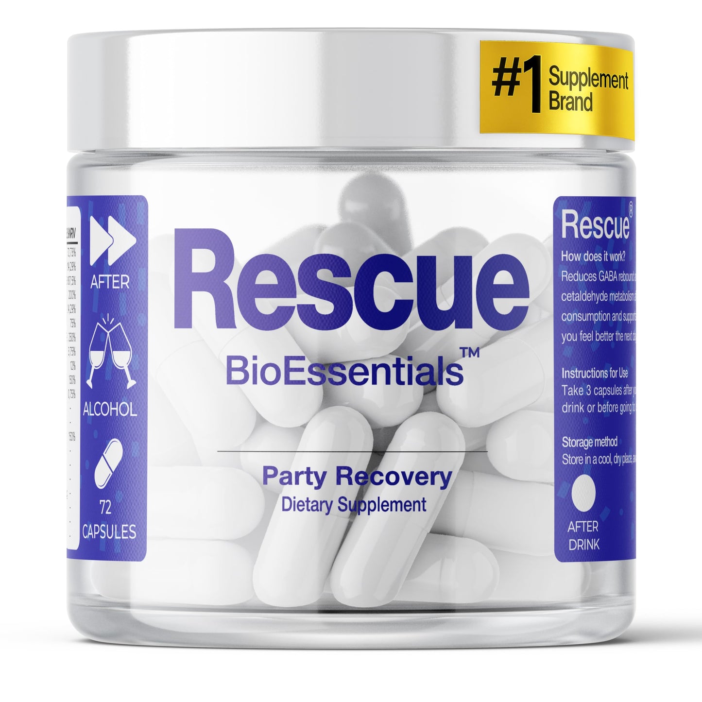 BioEssentials Restore Happy Mornings & Liver Detox Support DHM 894mg & NAC 300mg Electrolyte Replenishment & After Party Recovery Milk Thistle 250mg & Kudzu, 72 Capsules