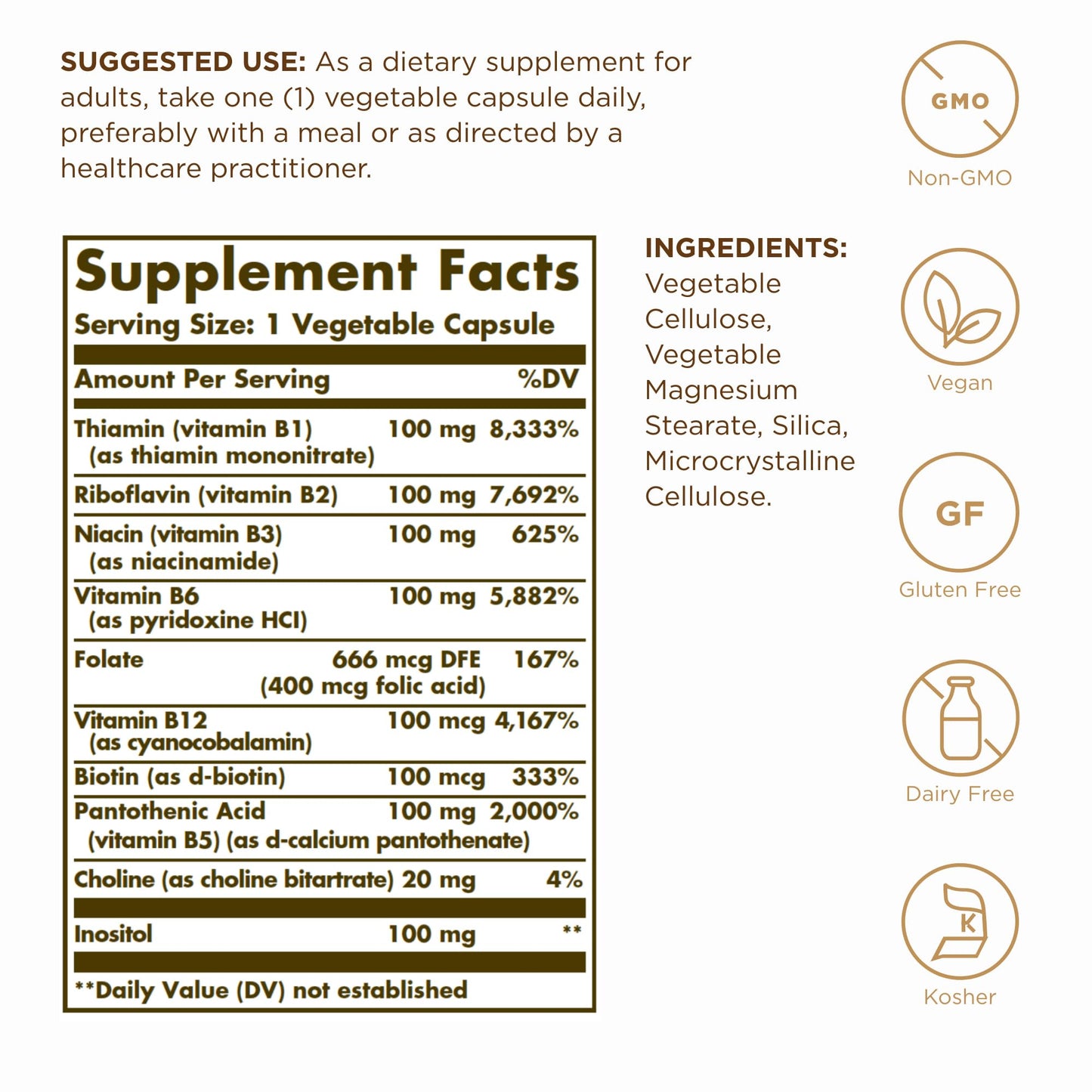 Solgar B-Complex 100 Capsules, 50 Count