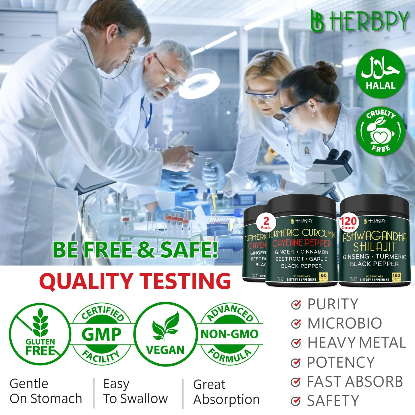 Herbpy Turmeric Root 7in1 & Ashwagandha 5in1 Capsules Bundle, 240 Count