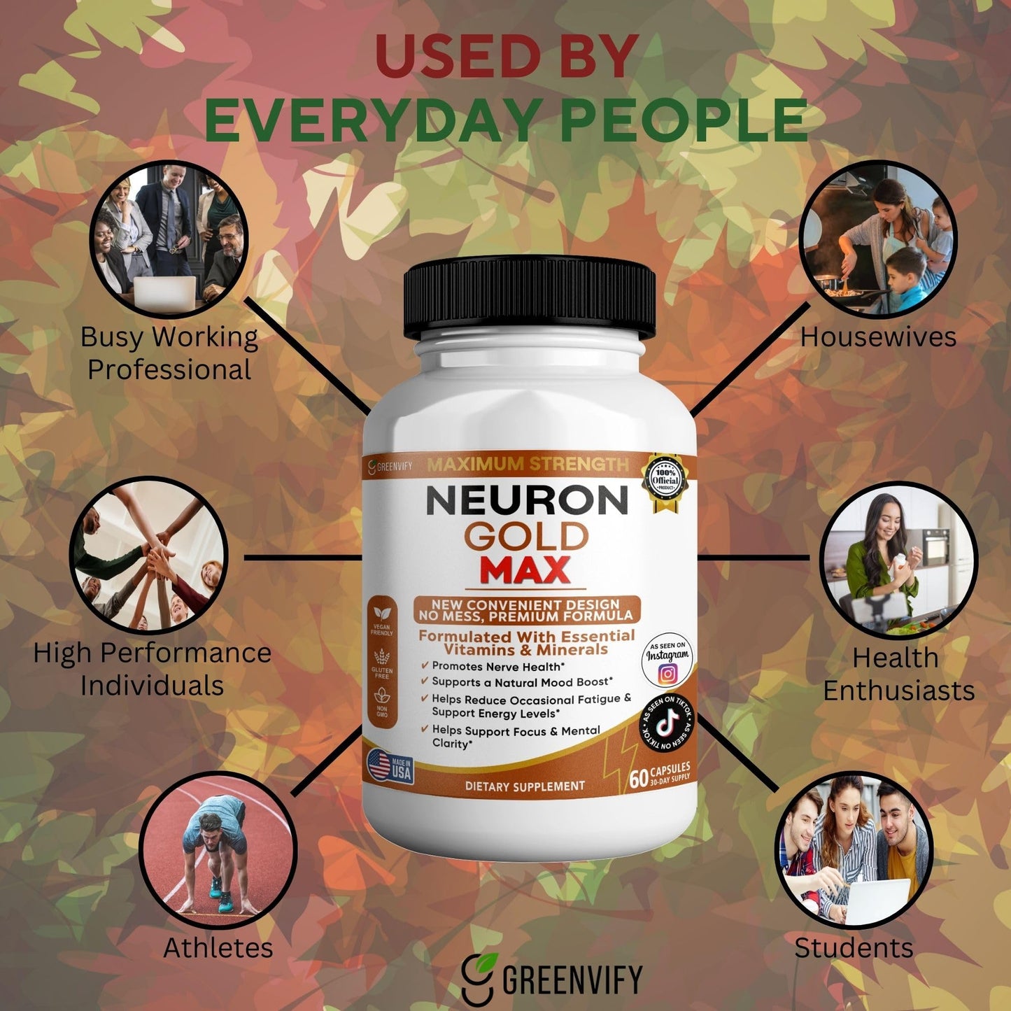 GREENVIFY Neuron Gold Max Maximum Strength Dietary Supplement 60 Capsules