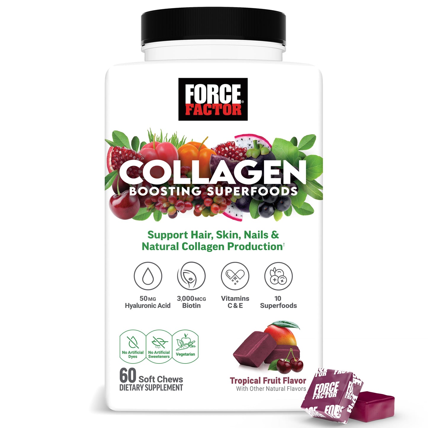 Force Factor Collagen Boosting Superfoods Soft Chews, 60