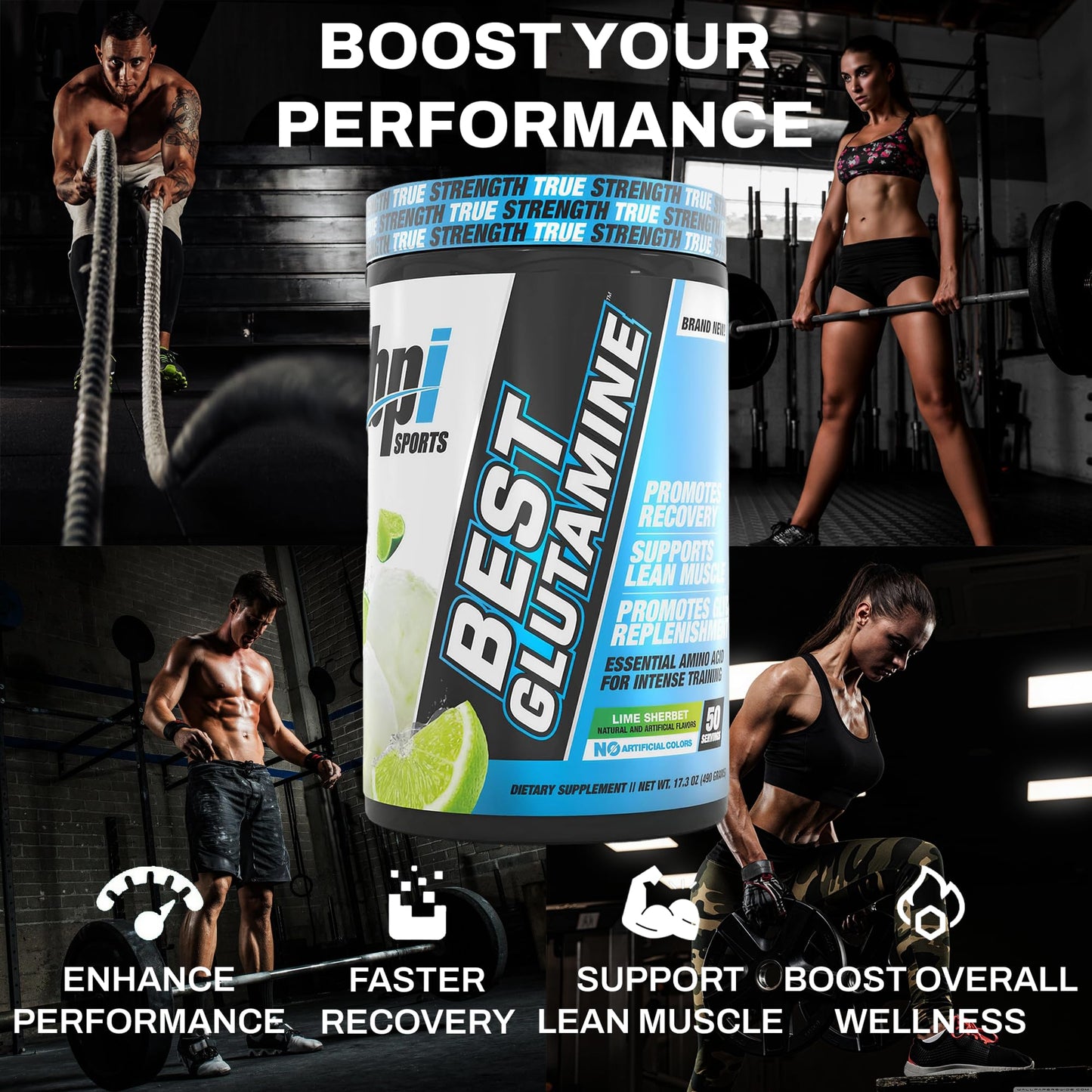 BPI Sports L-Glutamine Powder, 14.1 oz, Gut Health, Muscle Recovery & Immune Support