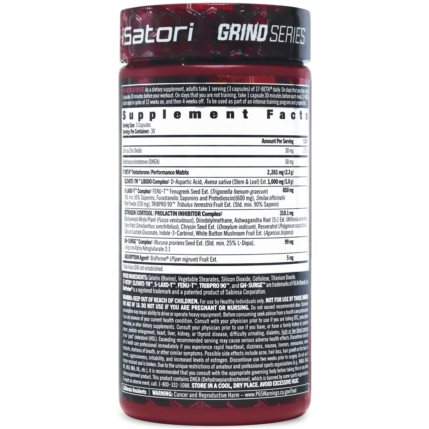 iSatori 17-Beta Anabolic Testosterone Booster Capsules, 90 Count