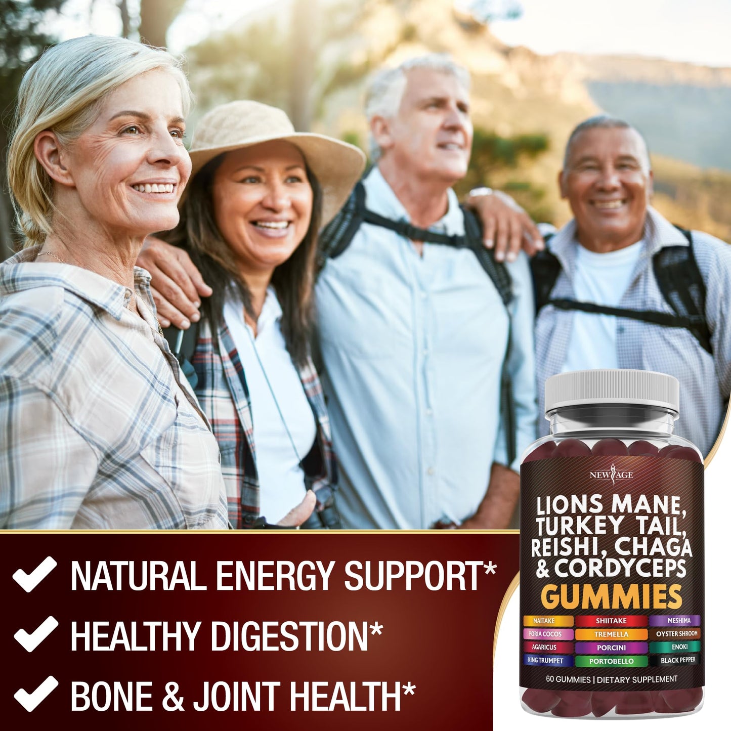 NEW AGE Lion's Mane Mushroom Gummies 60 Count