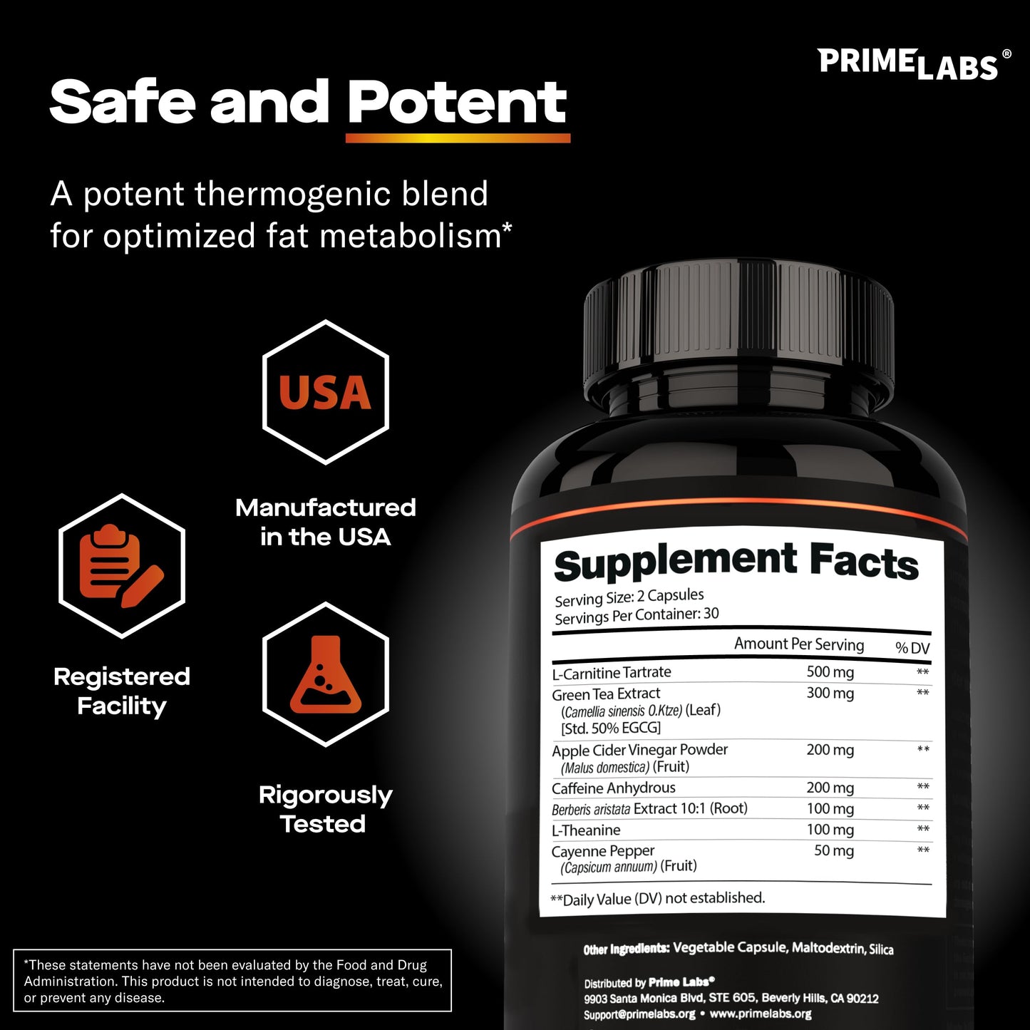 Prime Labs Thermogenic Fat Burner for Men Capsule 60 Count