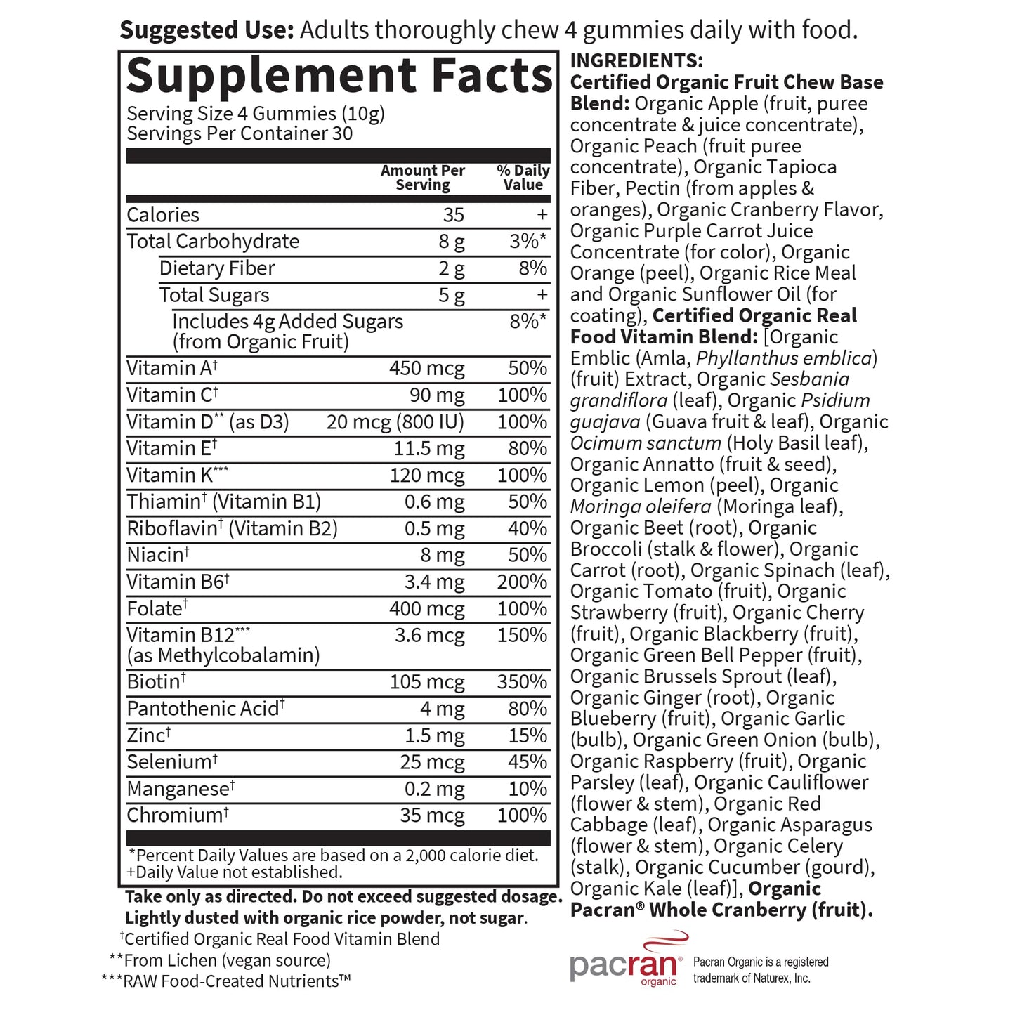Garden of Life Organics Women's Gummy Vitamins Berry Complete Multi with Methyl B12, C & D3, Gluten, Soy & Dairy Free, 720 Gummies
