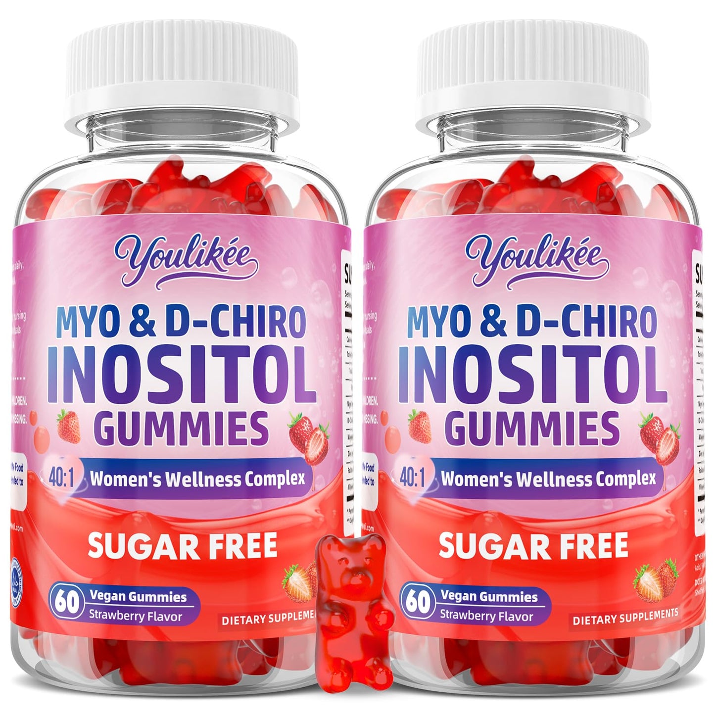 Youlikee Myo-Inositol & D-Chiro Inositol Gummies for Women, 120 Gummies