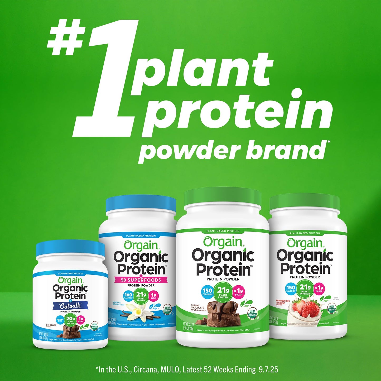 Orgain Organic Vegan Protein Powder Vanilla Bean, 2.03 lb, 32.48 Servings