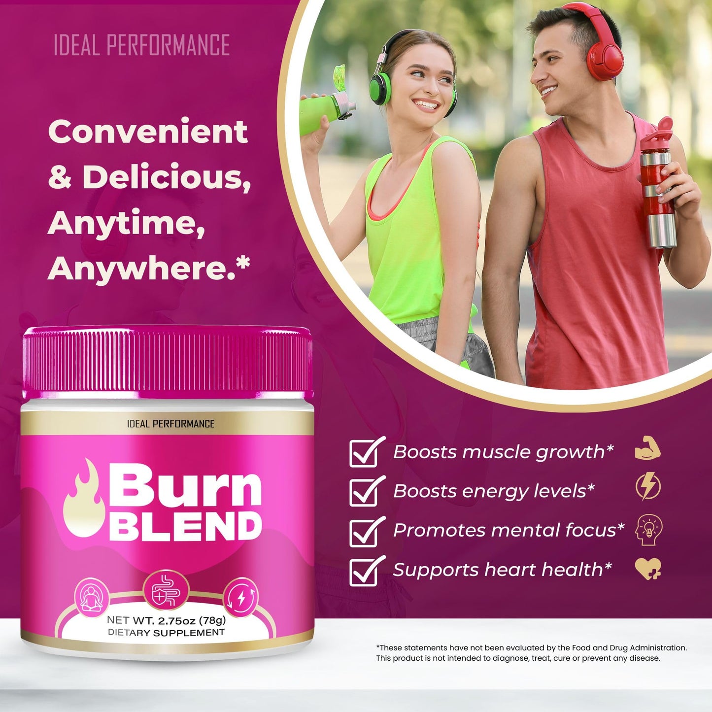 IDEAL PERFORMANCE Burn Blend Powder 8.25 oz (Pack of 3)