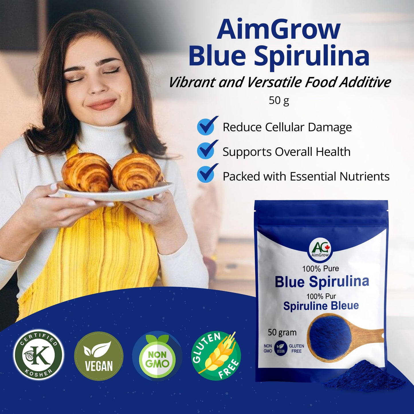 Aimgrow Blue Spirulina Powder, 50 Grams