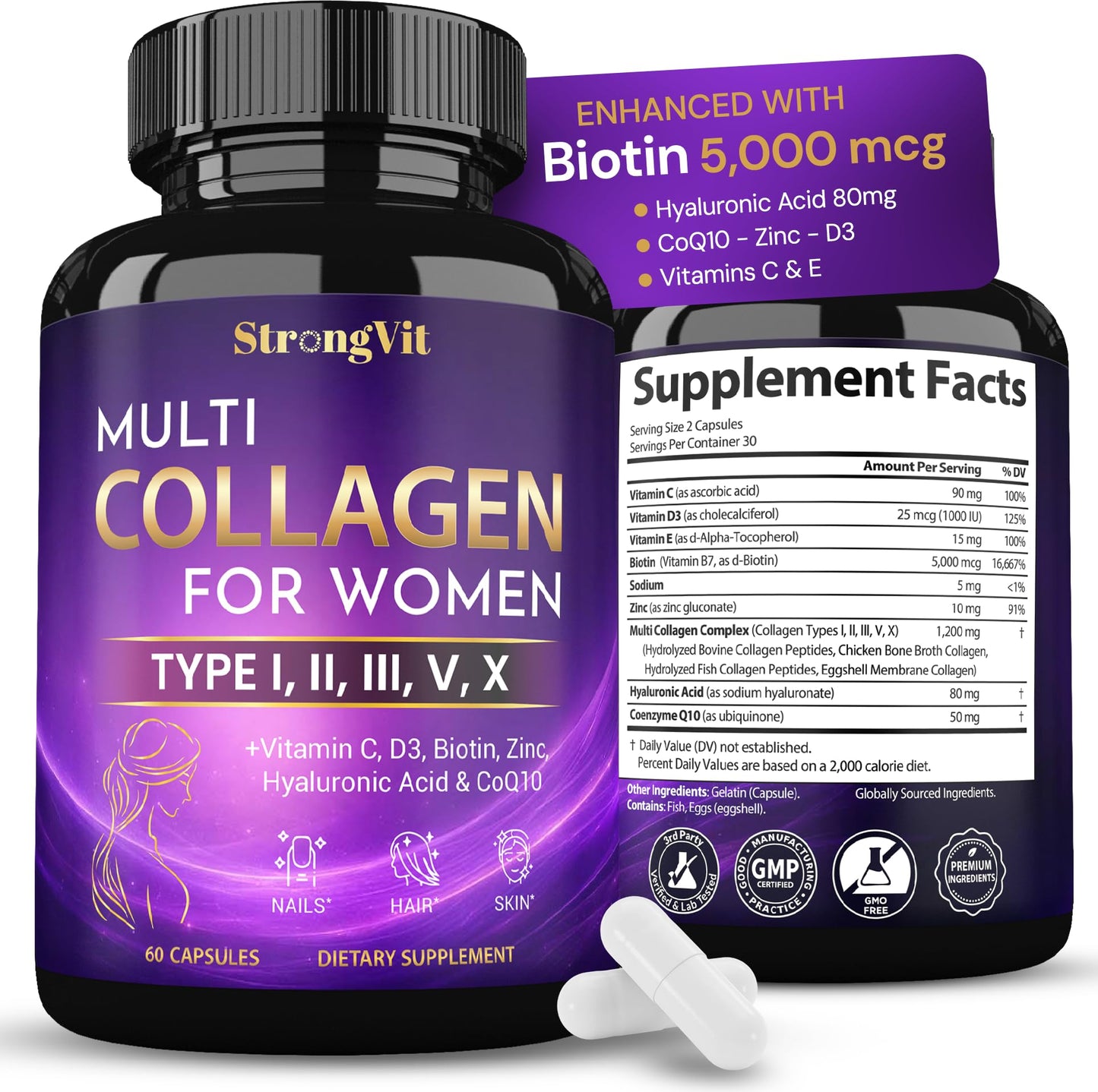 StrongVit Multi Collagen for Women Capsules 60 Count