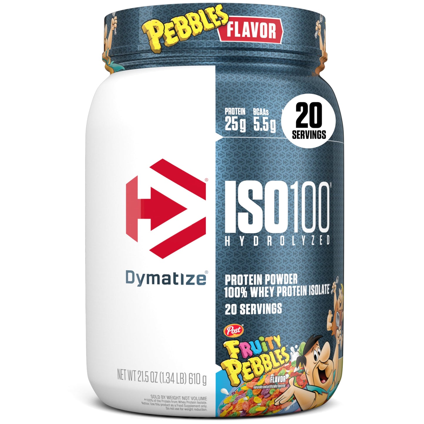 Dymatize ISO100 Whey Protein Isolate Powder Fruity Pebbles, 20 Servings, 1.34 Pound