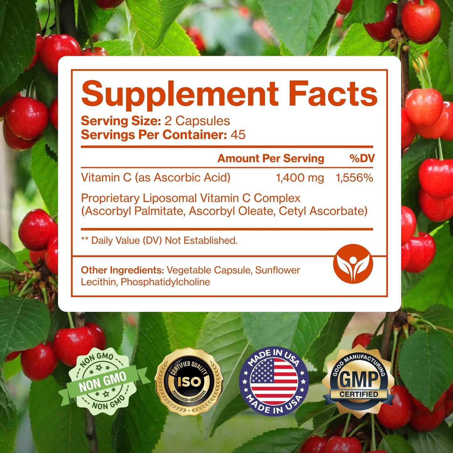 Pure Micronutrients Liposomal Vitamin C 1400mg High Absorption Capsule, 90 Count