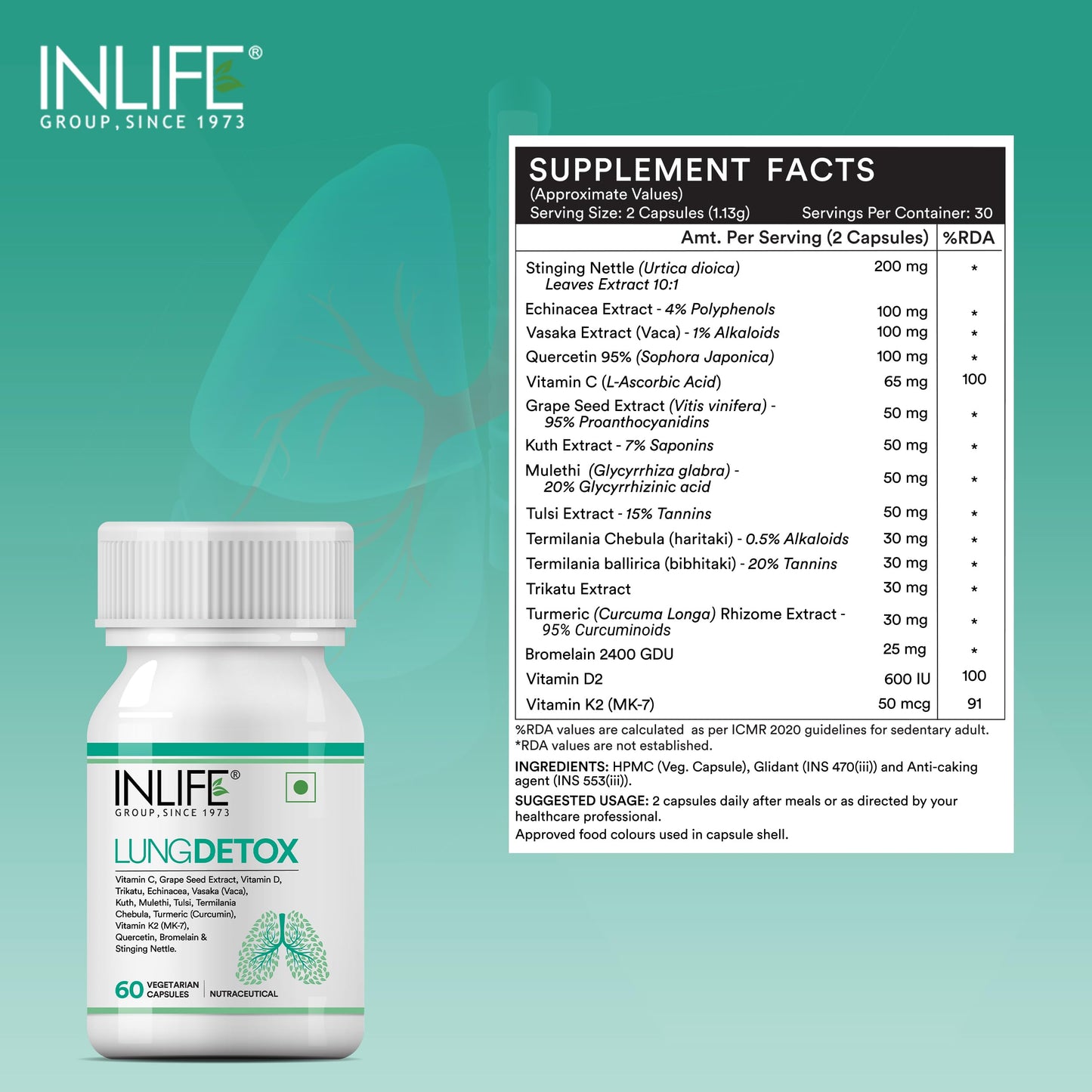 INLIFE Lung Detox for Smokers Capsule, 60 Count
