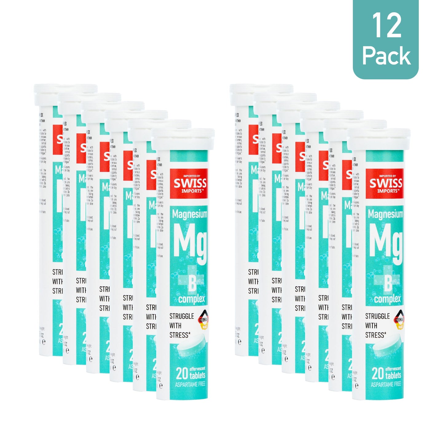 Swiss Imports Effervescent Magnesium + B Complex Dietary Supplement, 240 Tablets