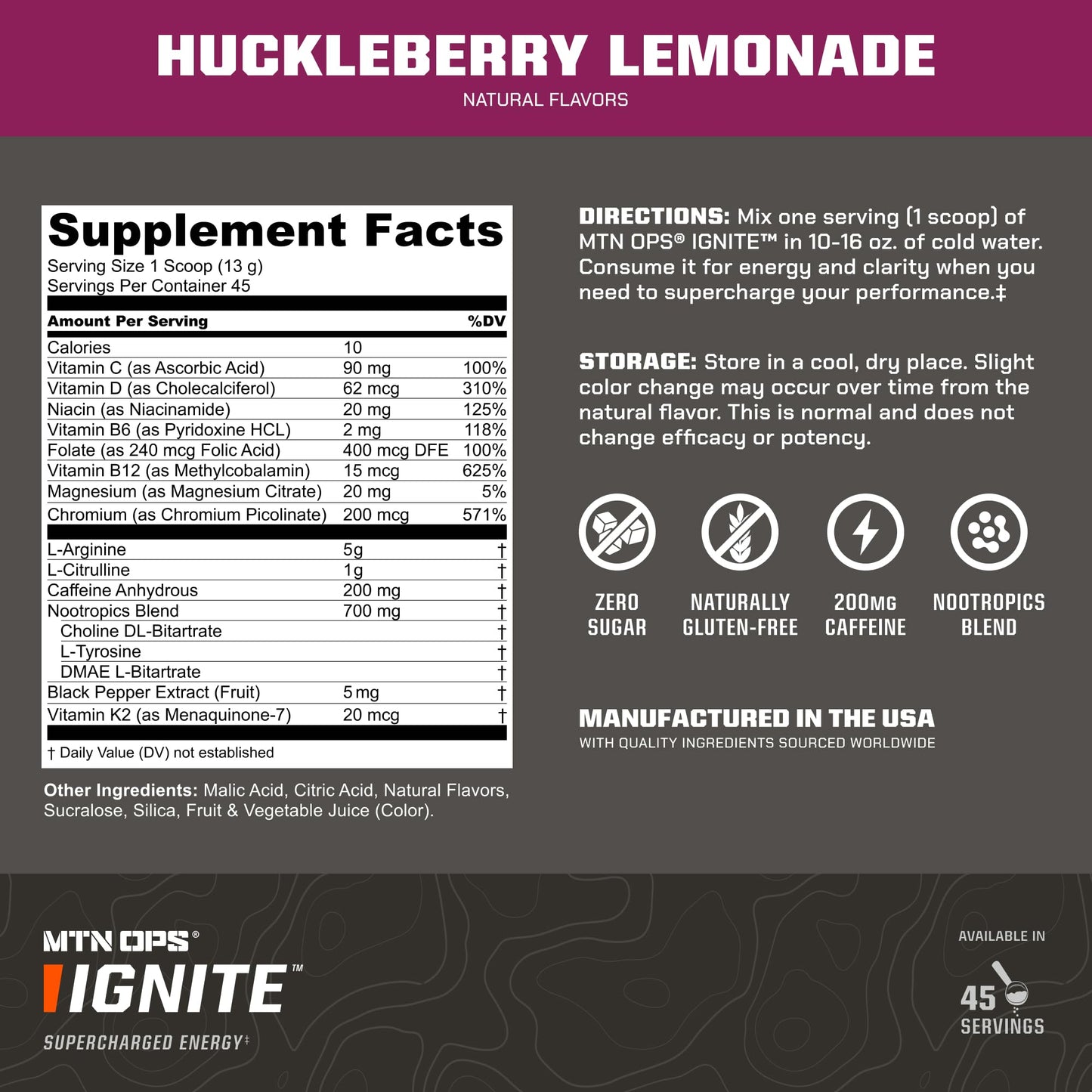 MTN OPS Ignite + Enduro Huckleberry Lemonade Bundle Powder, 34.4