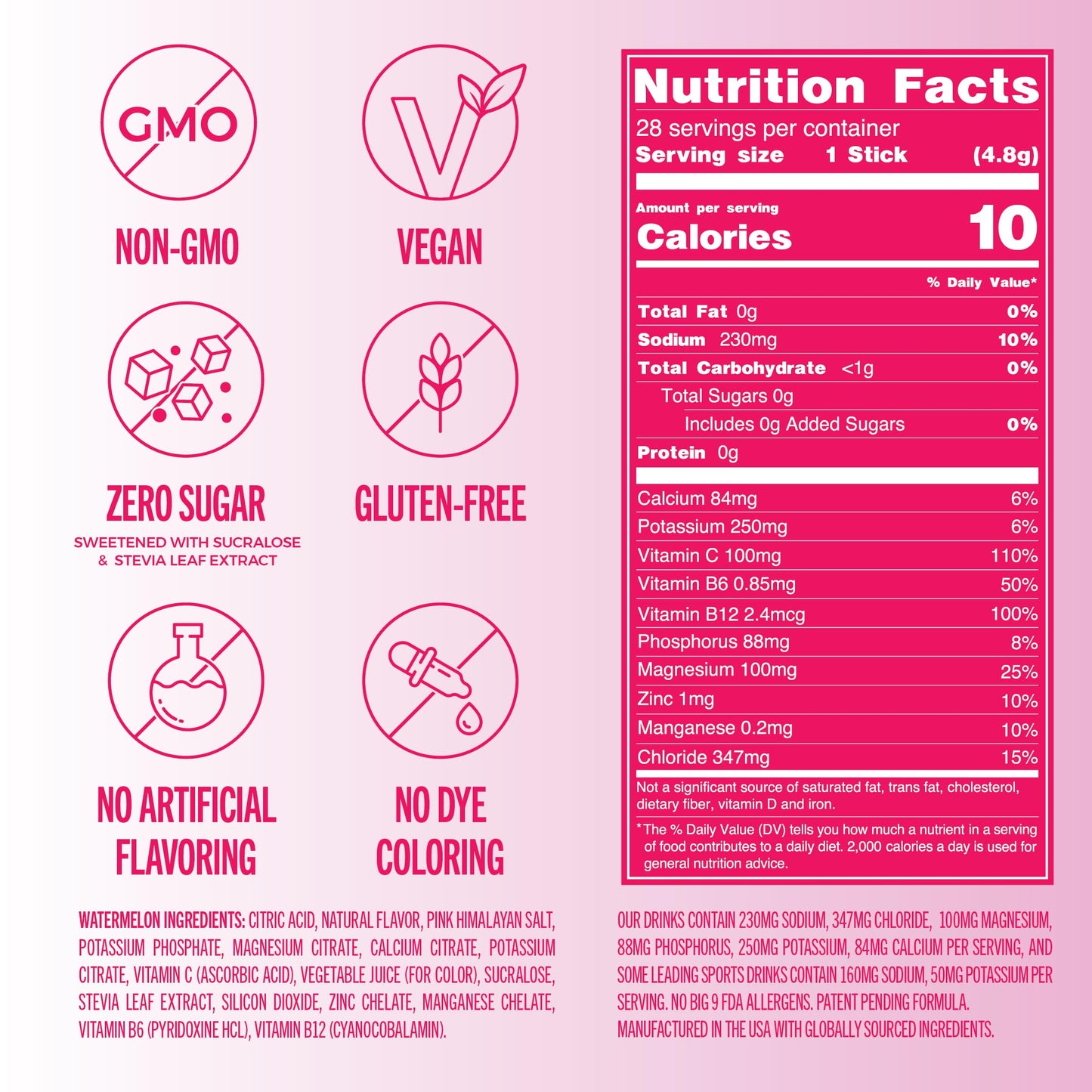 TREVI Electrolytes Powder Packets Watermelon, 28 Servings