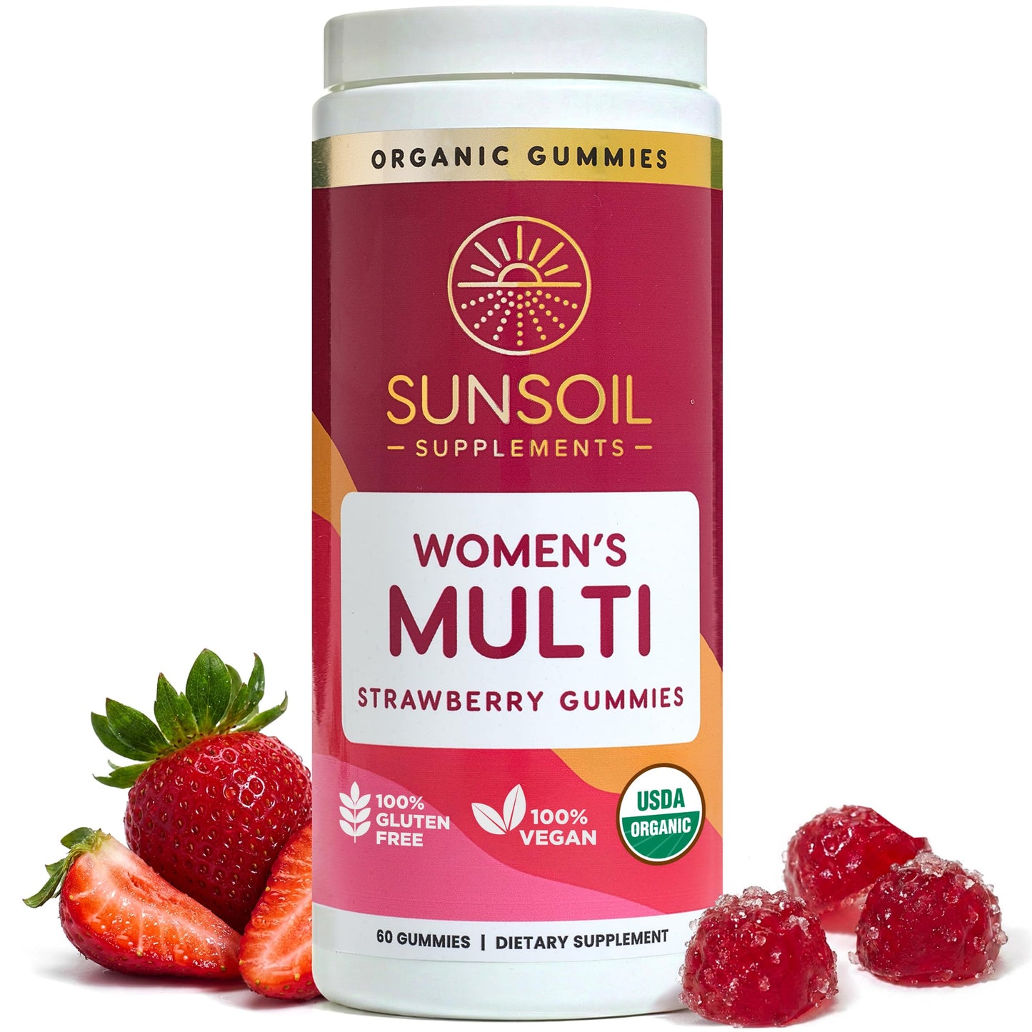 Sunsoil Supplements Women's Multivitamin Organic Gummies, Gummy, 60 Count
