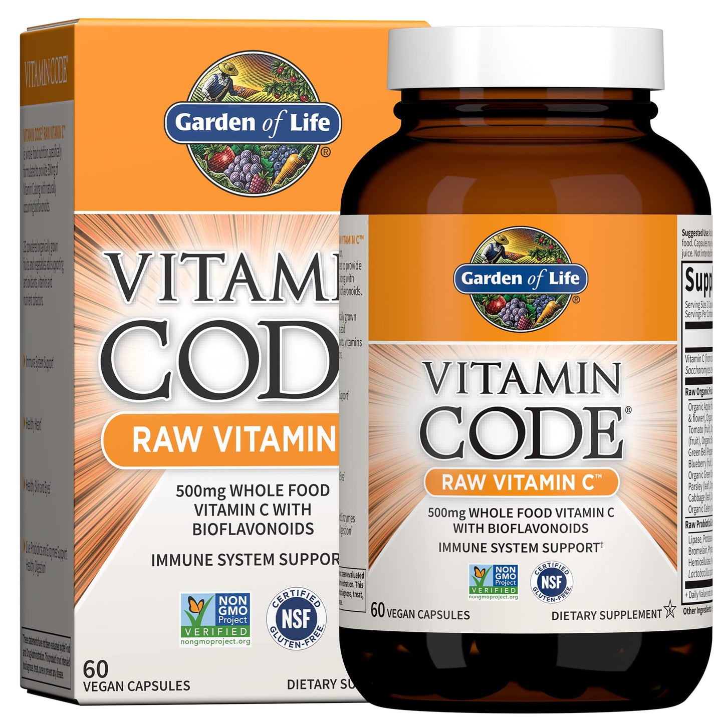 Garden of Life Vitamin Code Raw Vitamin C Capsules, 60 Count